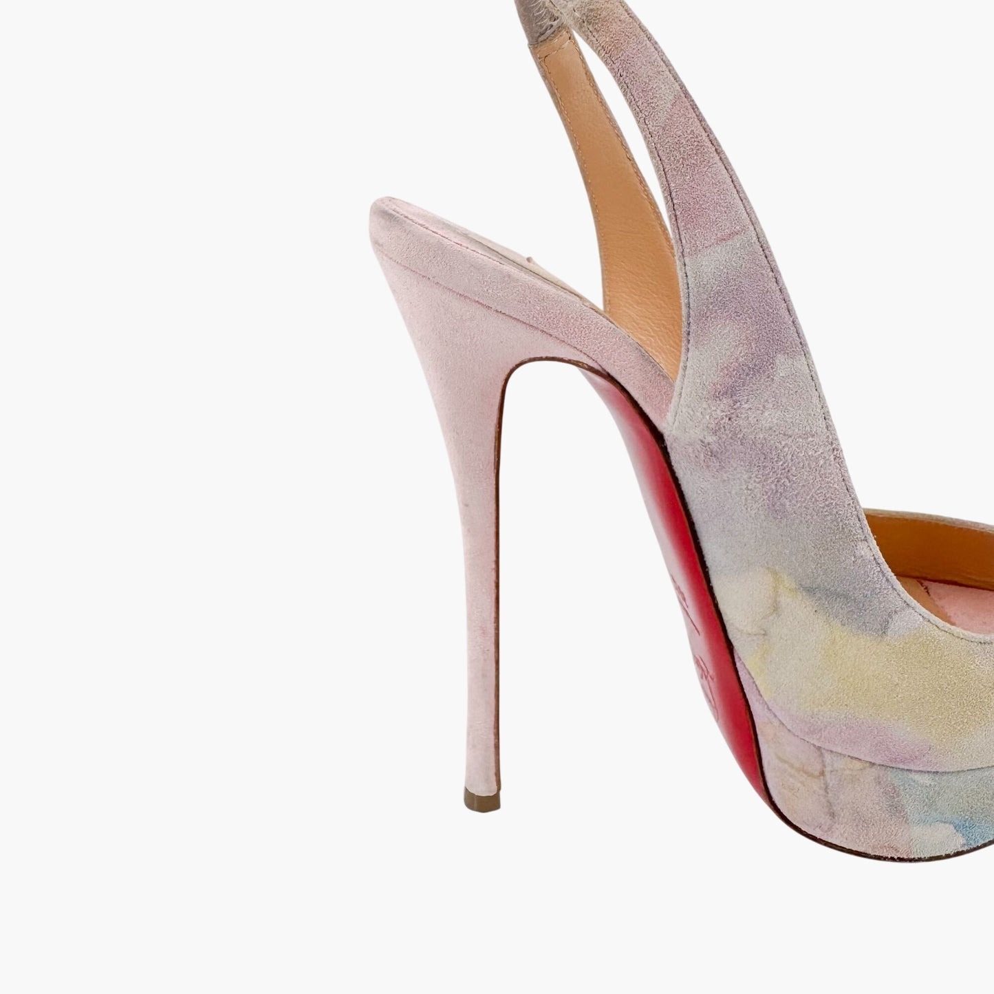 Christian Louboutin Watercolor Suede Platform Slingback Heels – Size 36.5