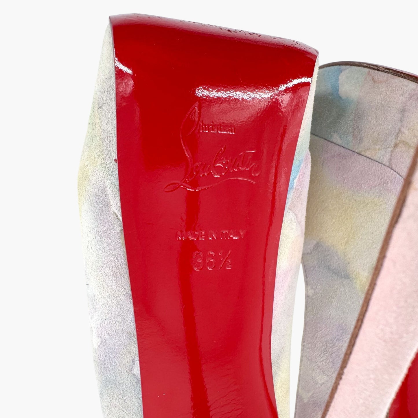 Christian Louboutin Watercolor Suede Platform Slingback Heels – Size 36.5