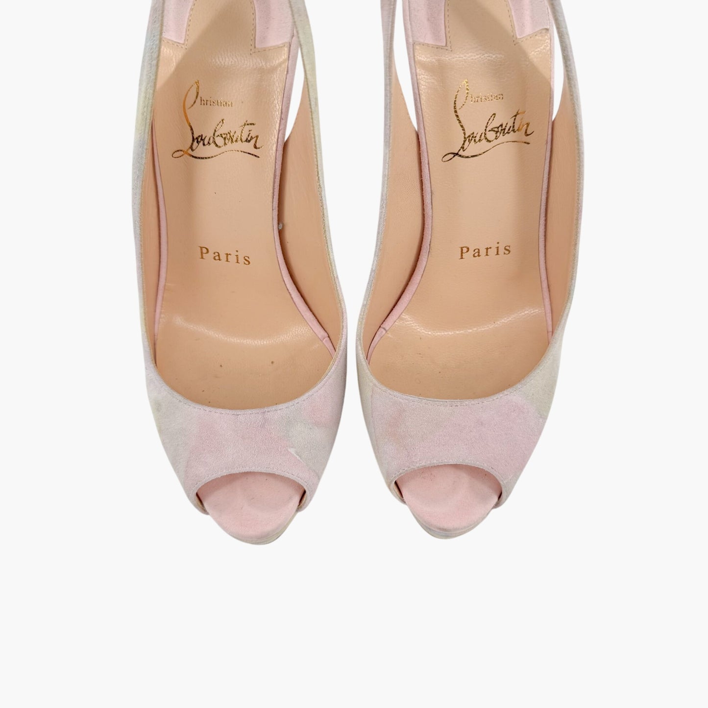 Christian Louboutin Watercolor Suede Platform Slingback Heels – Size 36.5