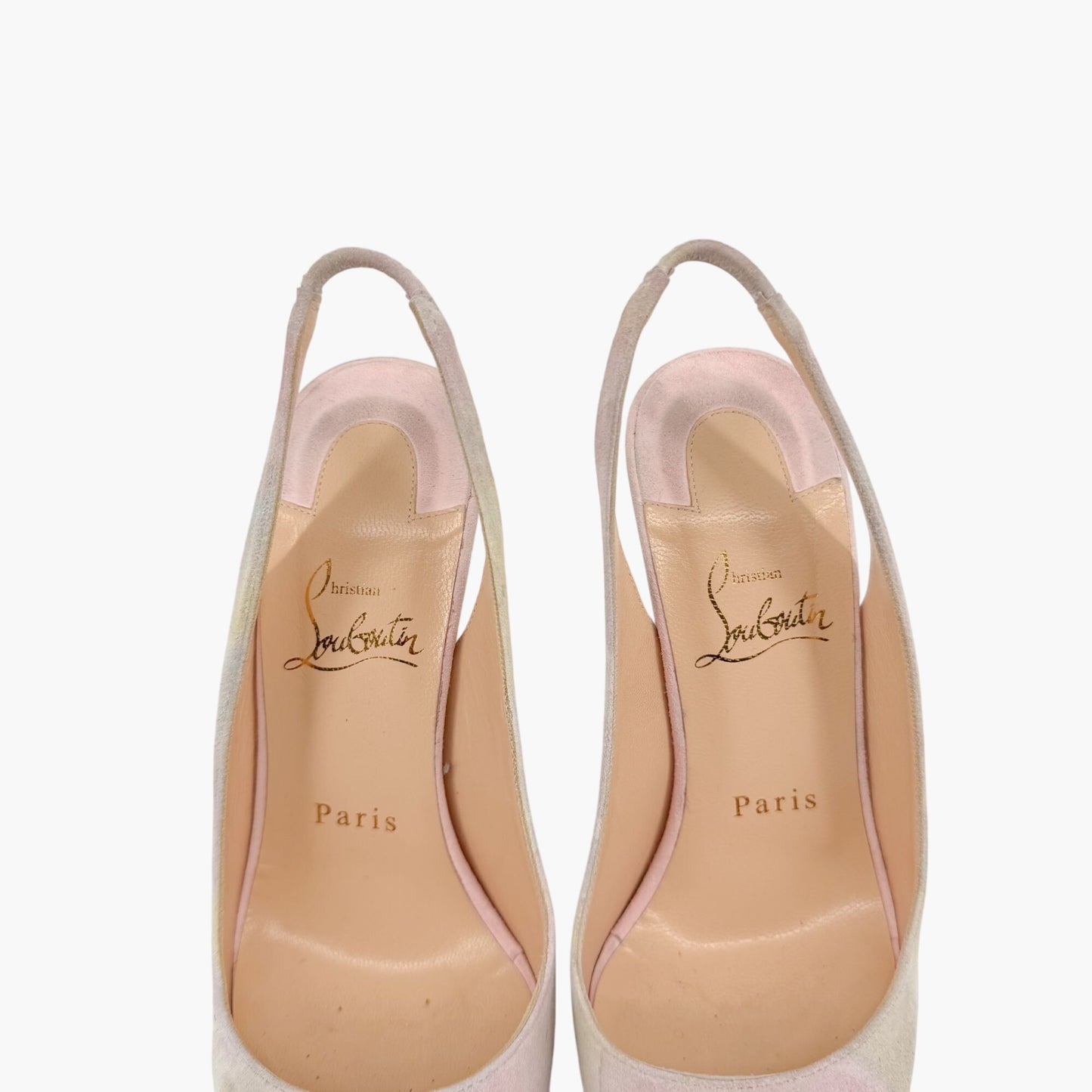 Christian Louboutin Watercolor Suede Platform Slingback Heels – Size 36.5