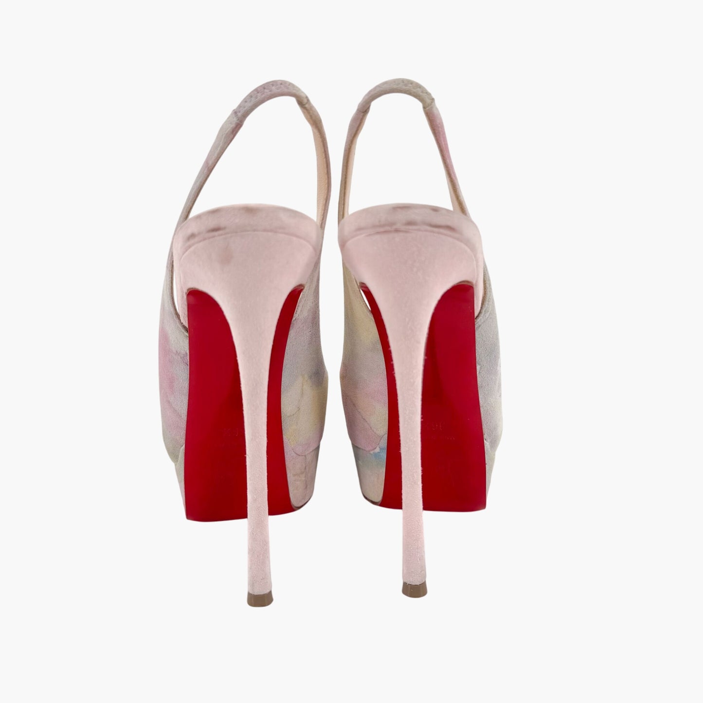 Christian Louboutin Watercolor Suede Platform Slingback Heels – Size 36.5