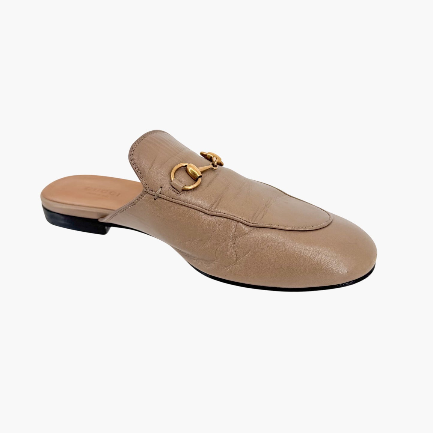 Gucci Princetown Horsebit Mules in Beige Leather – Size 38