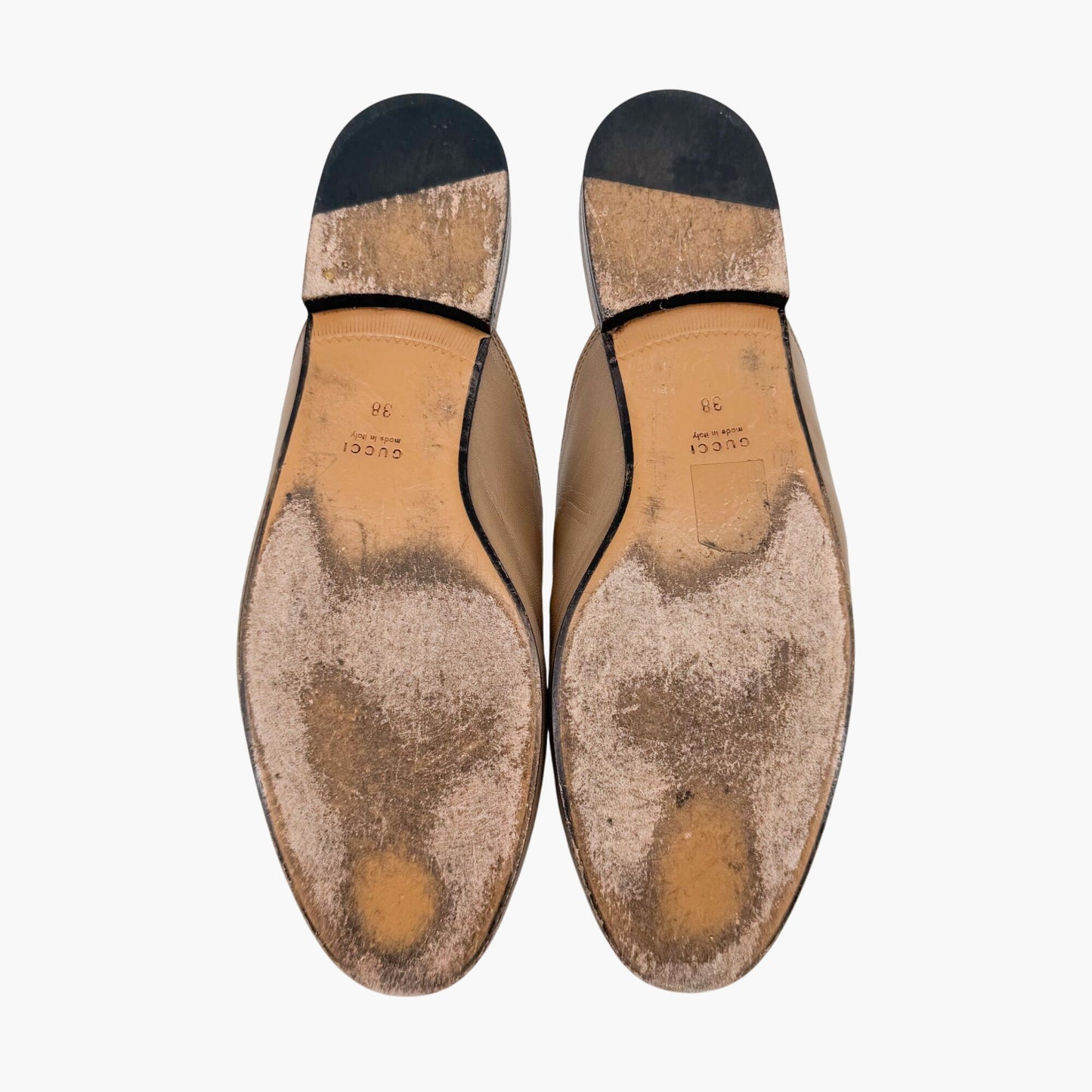 Gucci Princetown Horsebit Mules in Beige Leather – Size 38