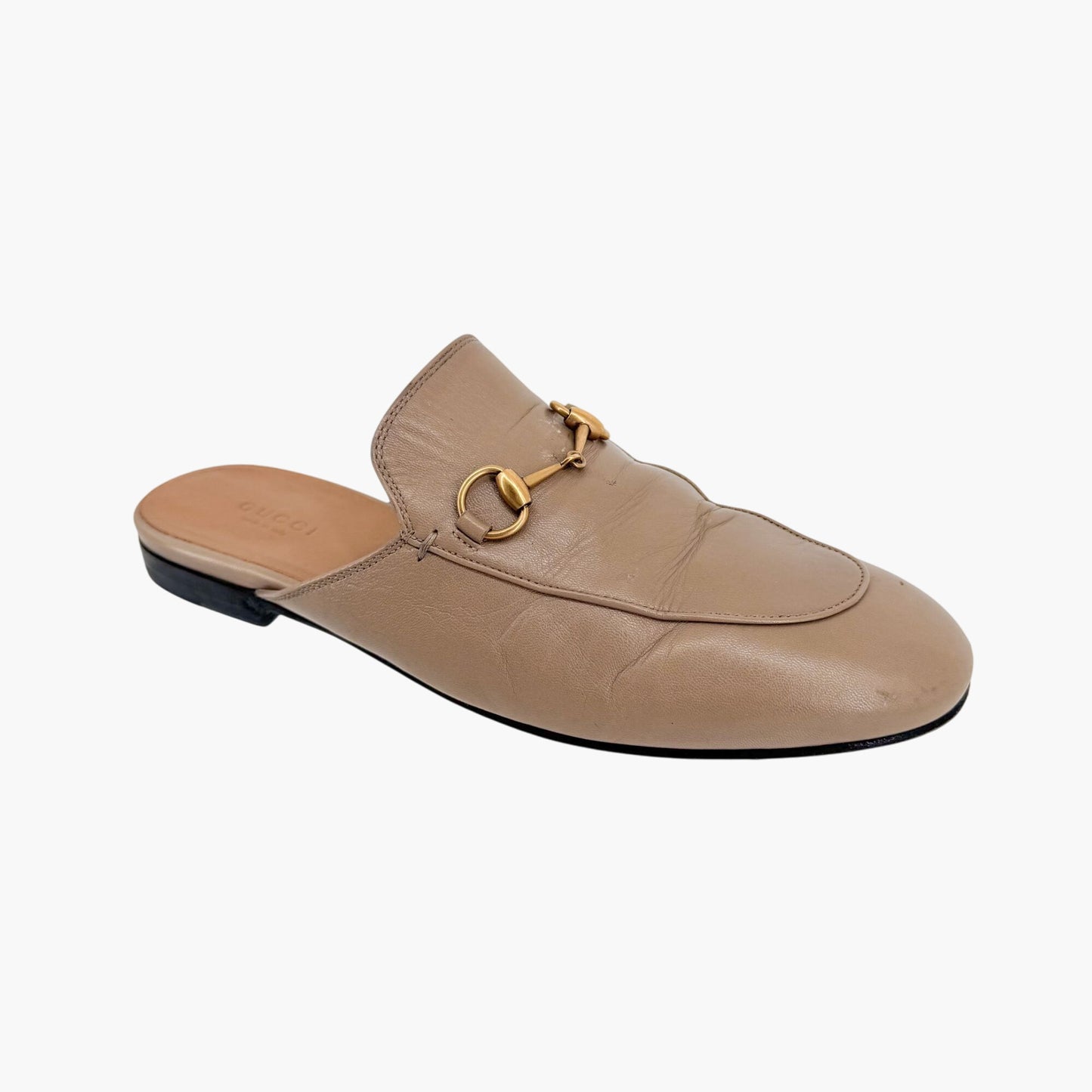 Gucci Princetown Horsebit Mules in Beige Leather – Size 38