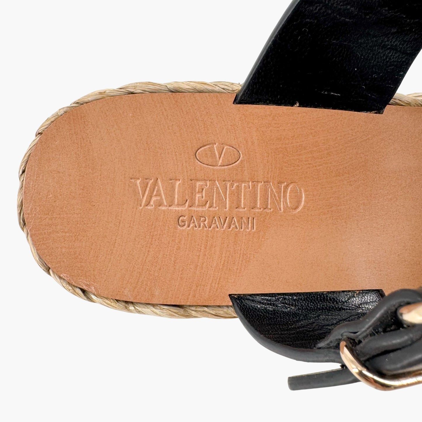 Valentino Garavani Black Suede Espadrille Wedge Sandals Size 38