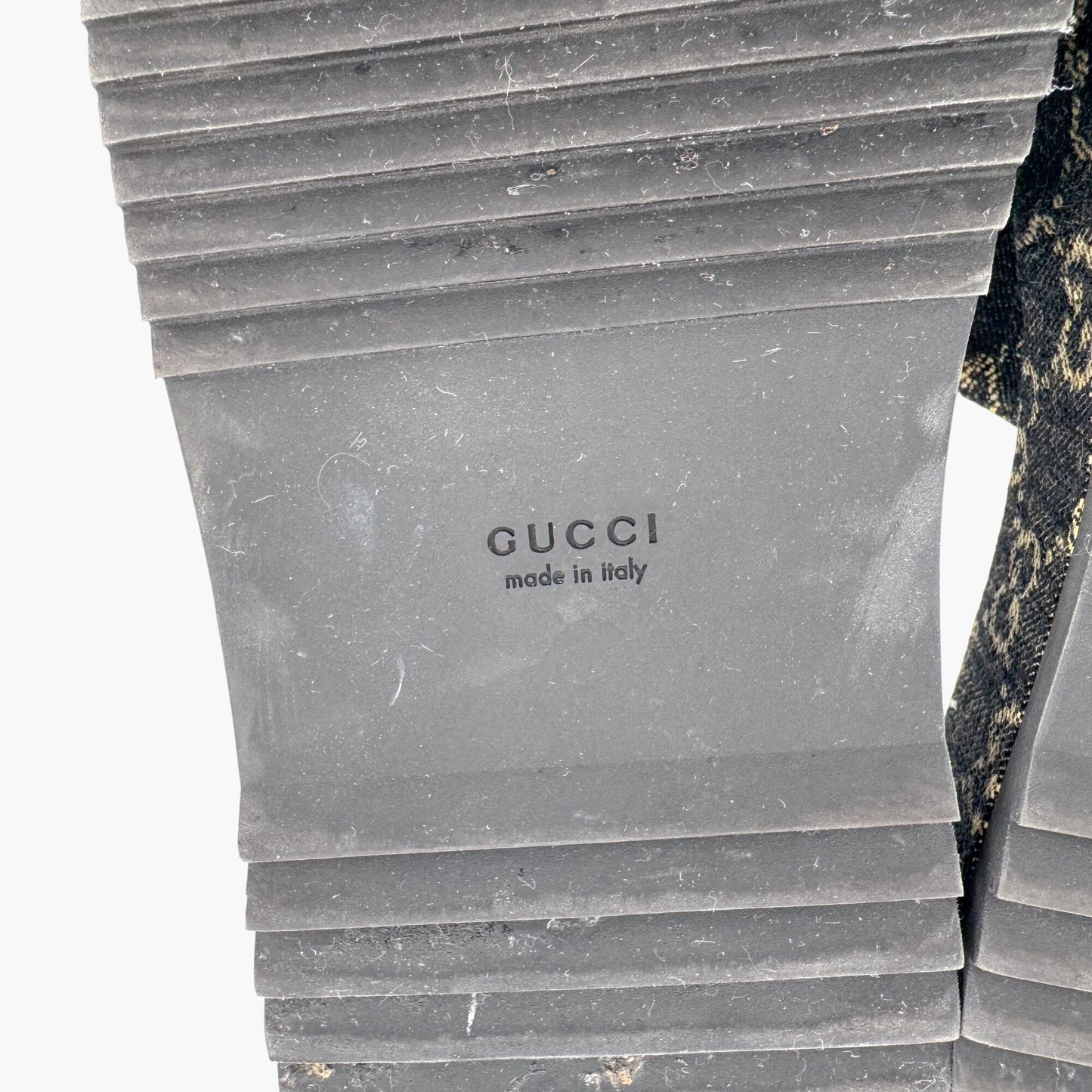Gucci Angelina Platform Slide Sandals in Black GG Denim – Size 38