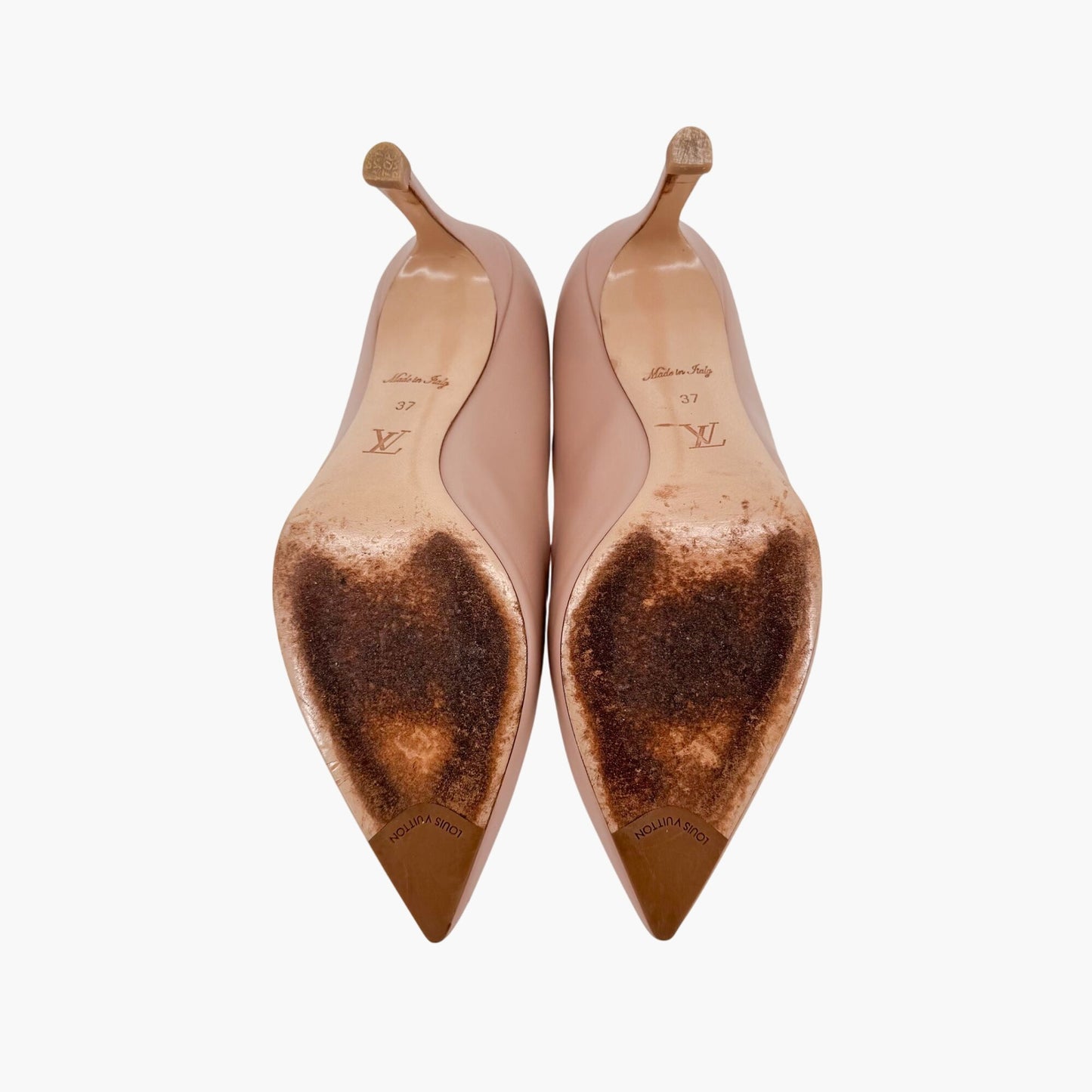 Louis Vuitton Heartbreaker Pumps in Beige Leather with Gold LV Logo – Size 37