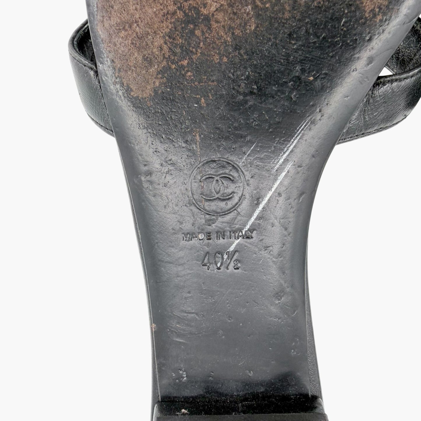 Chanel Camellia CC Leather Thong Slide Sandals Size 40.5