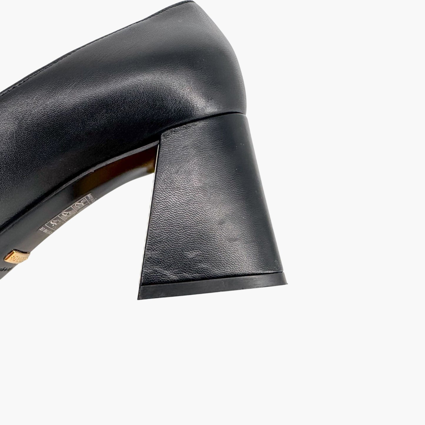Gucci Black Leather Baby Horsebit Block Heel Pumps Size 39