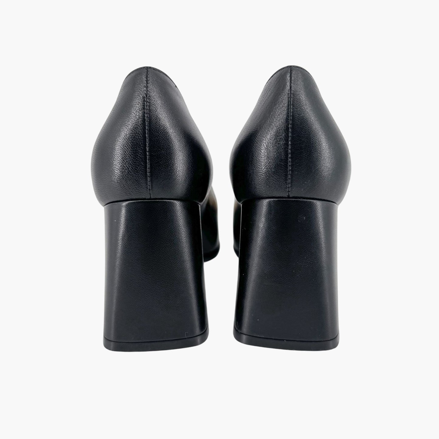 Gucci Black Leather Baby Horsebit Block Heel Pumps Size 39