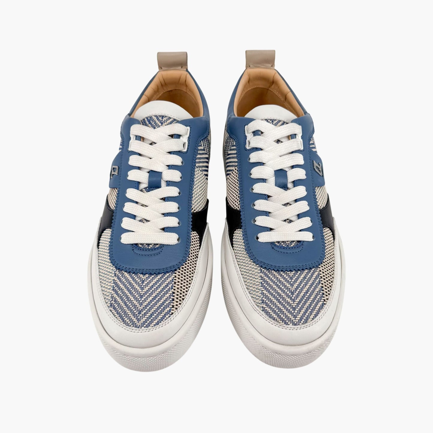 Christian Louboutin Happyrui Low Top Platform Sneakers in Woven Blue Size 40