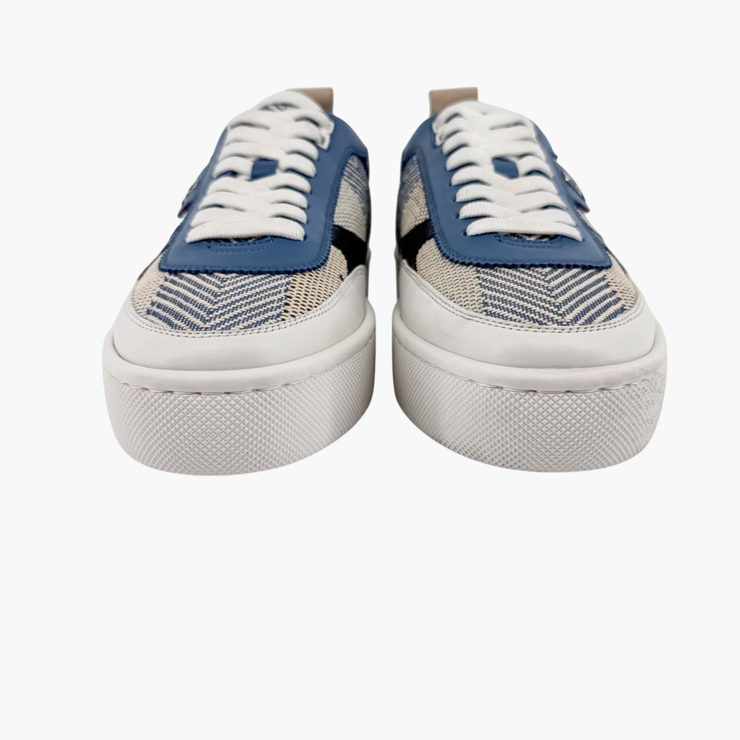 Christian Louboutin Happyrui Low Top Platform Sneakers in Woven Blue Size 40