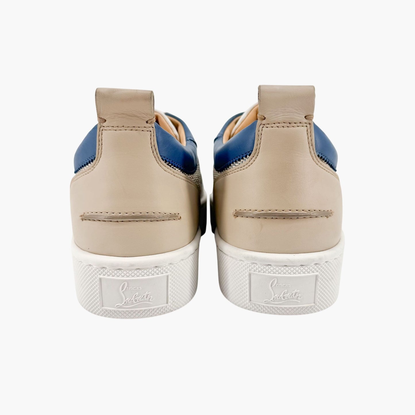 Christian Louboutin Happyrui Low Top Platform Sneakers in Woven Blue Size 40