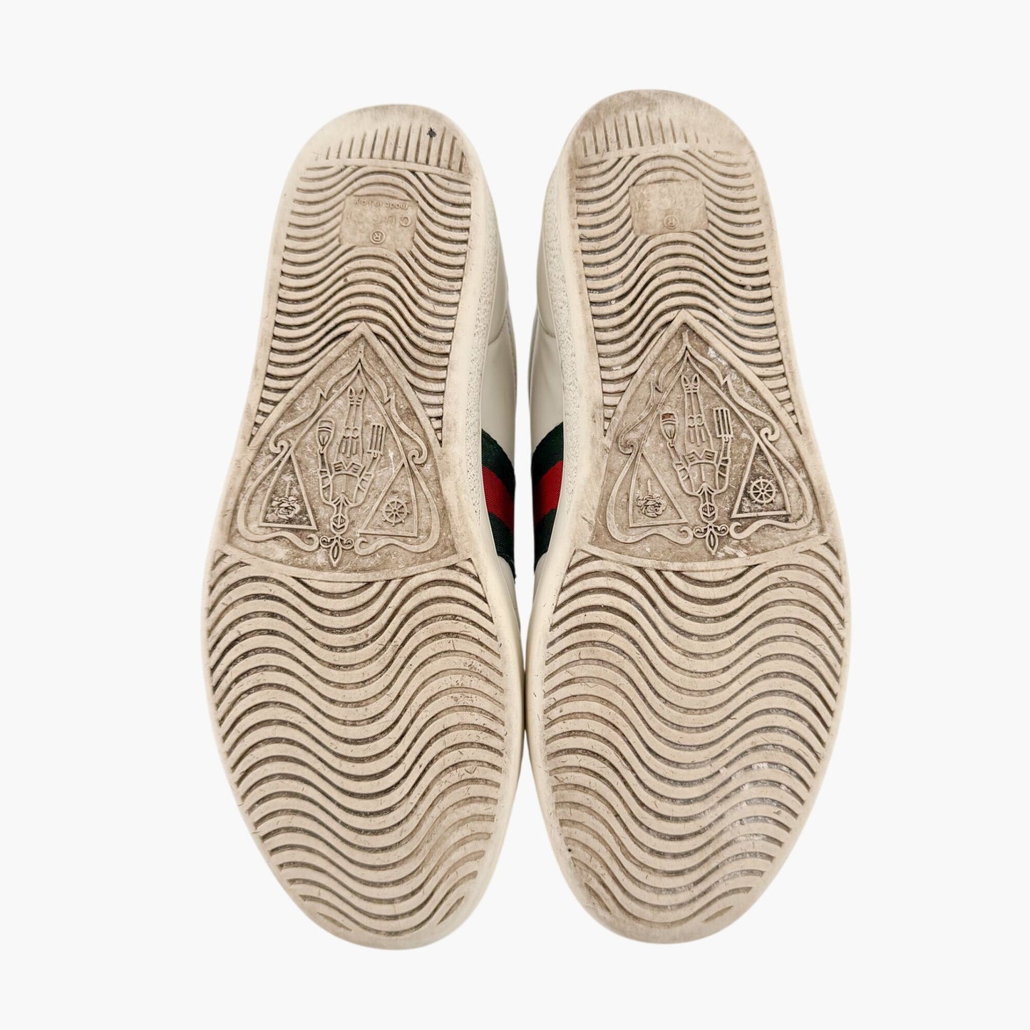 Gucci Bee-Embroidered Ace Sneakers in White Leather Size 38.5
