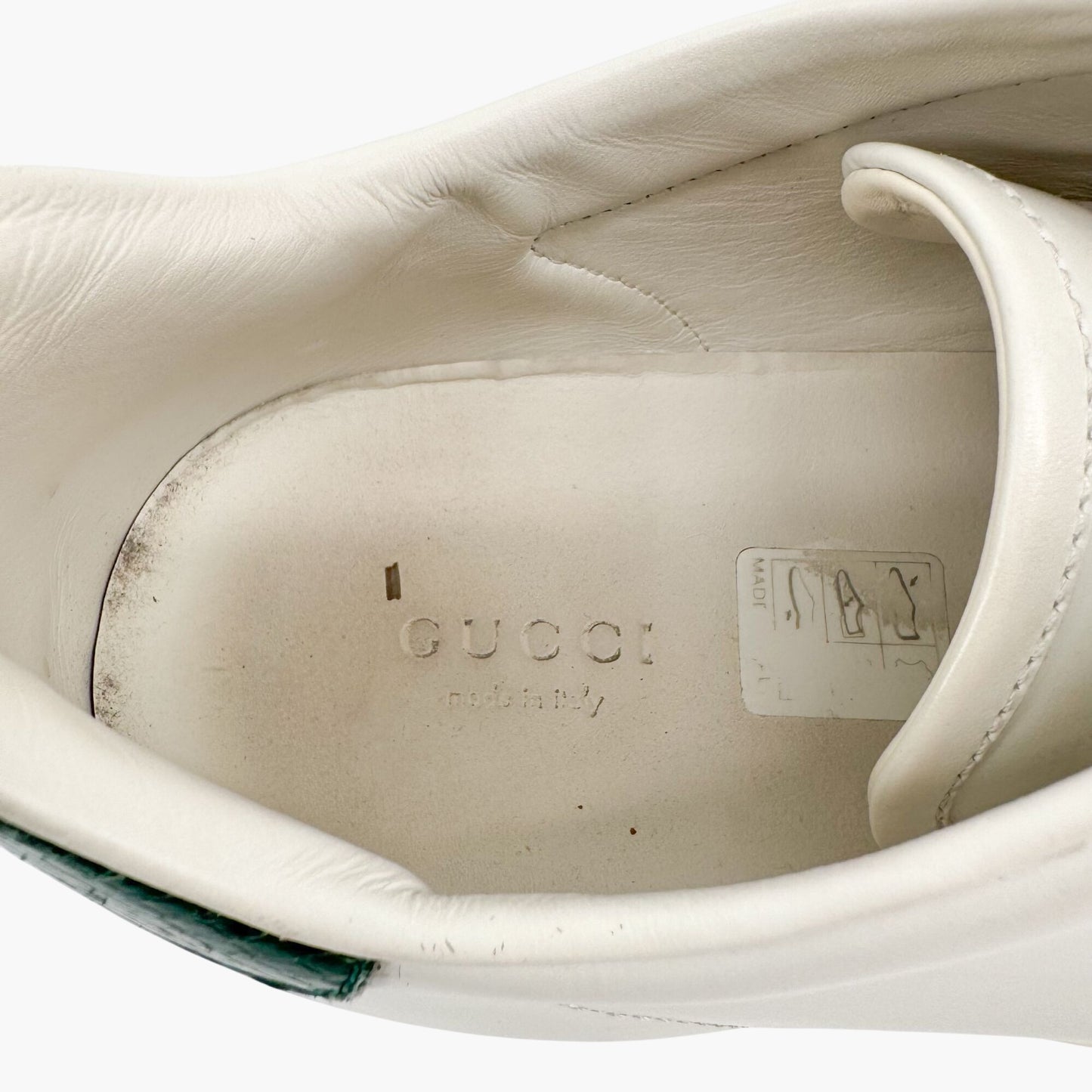 Gucci Bee-Embroidered Ace Sneakers in White Leather Size 38.5