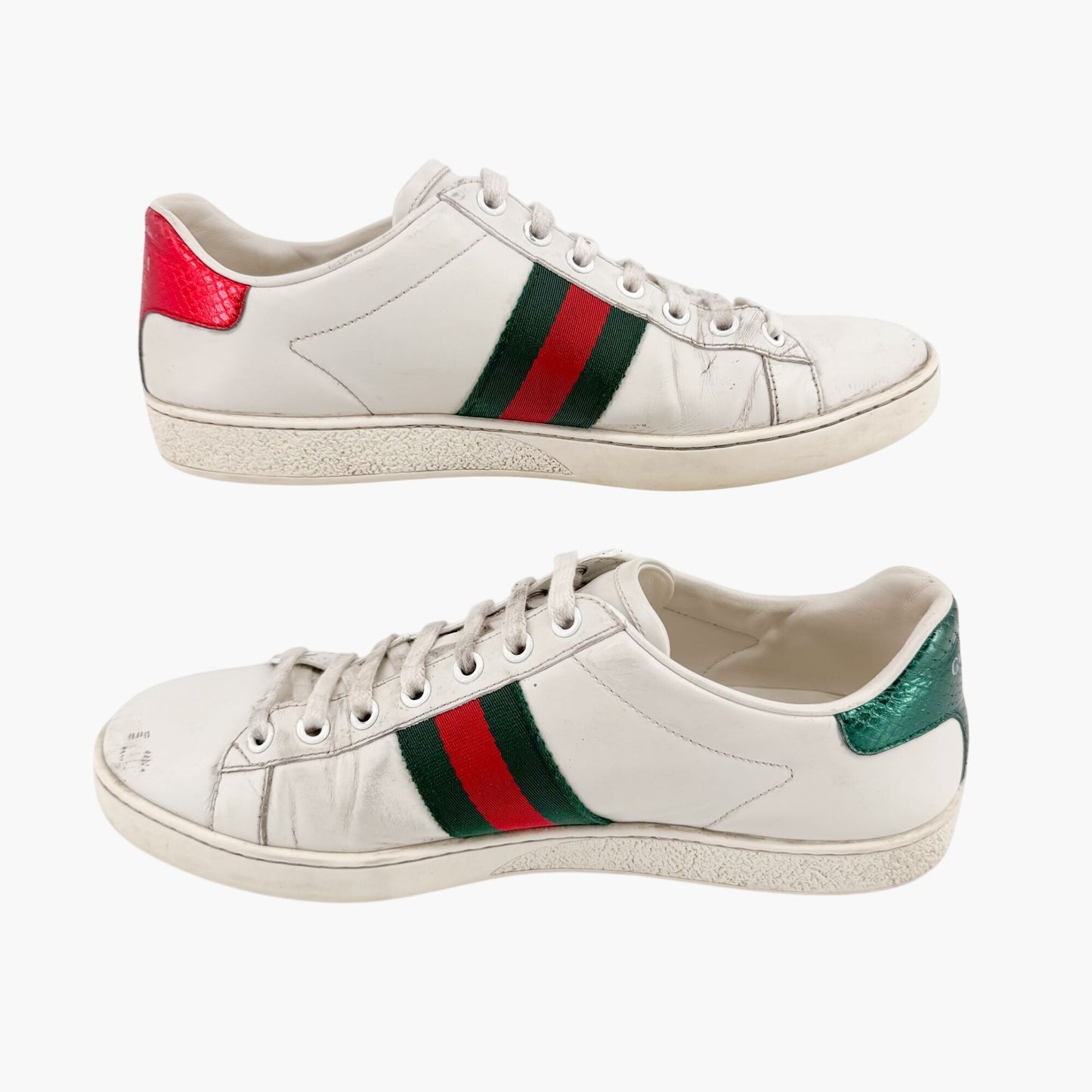 Gucci Bee-Embroidered Ace Sneakers in White Leather Size 38.5