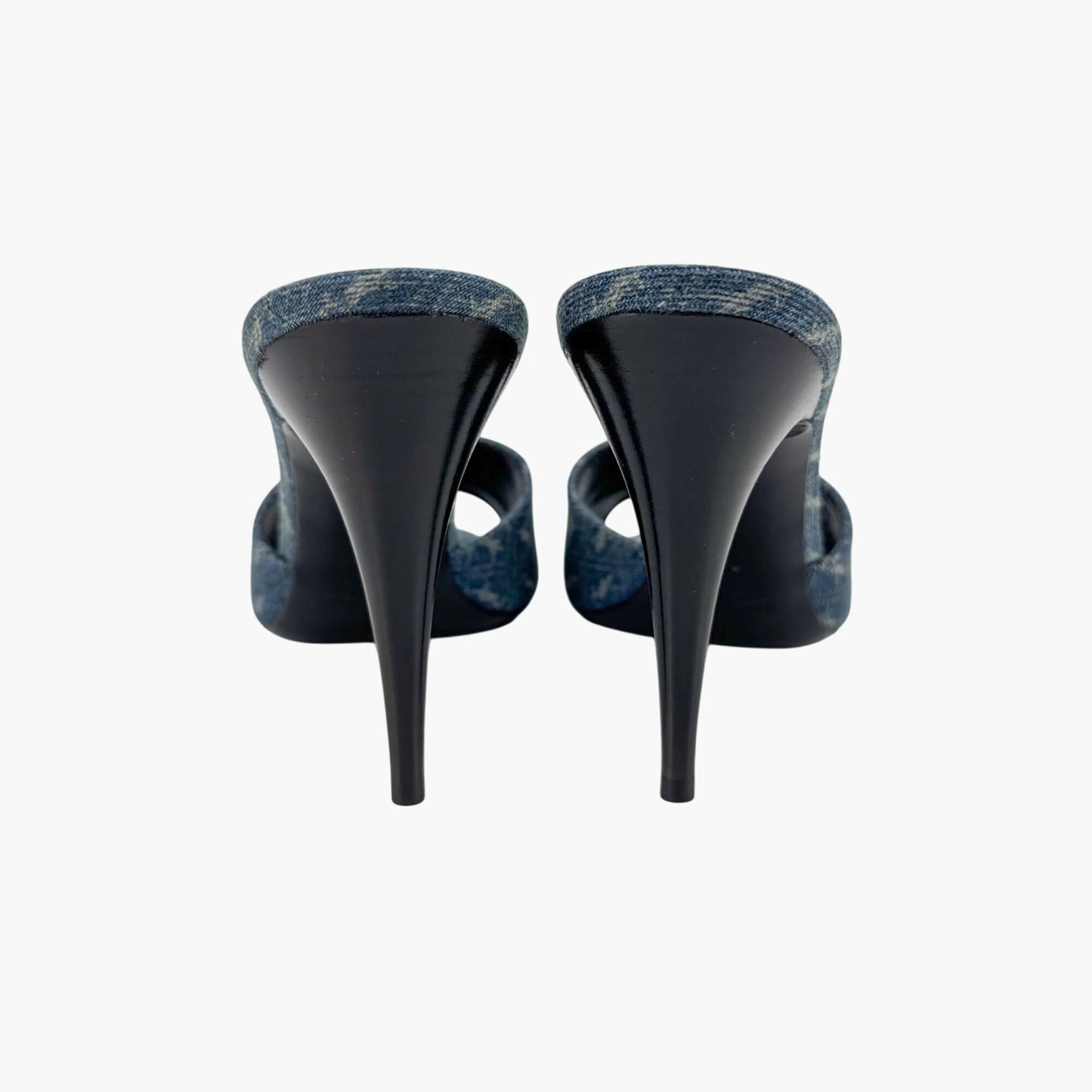 Saint Laurent La 16 Mule Sandals in Blue YSL Logo Denim – Size 40