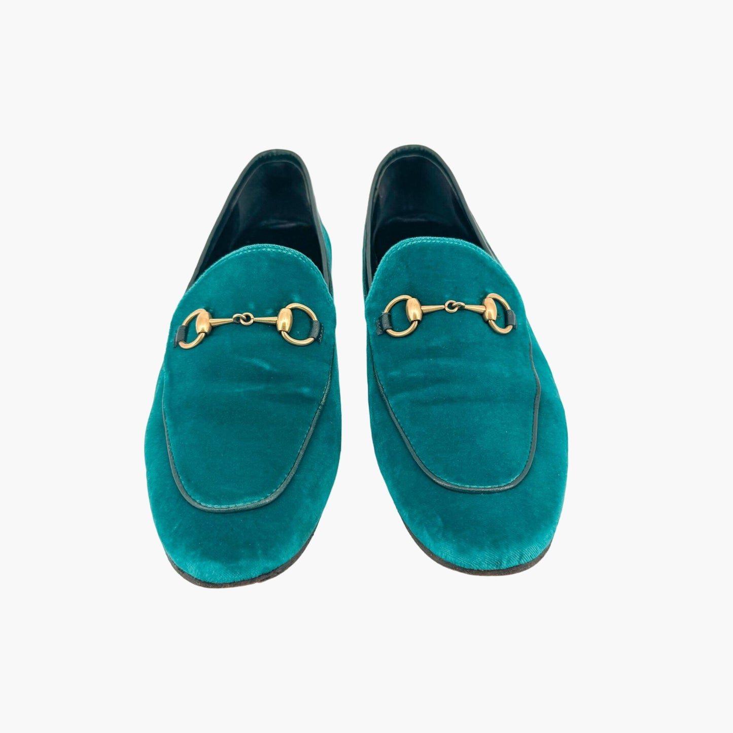 Gucci Jordaan Horsebit Loafer in Teal Velvet