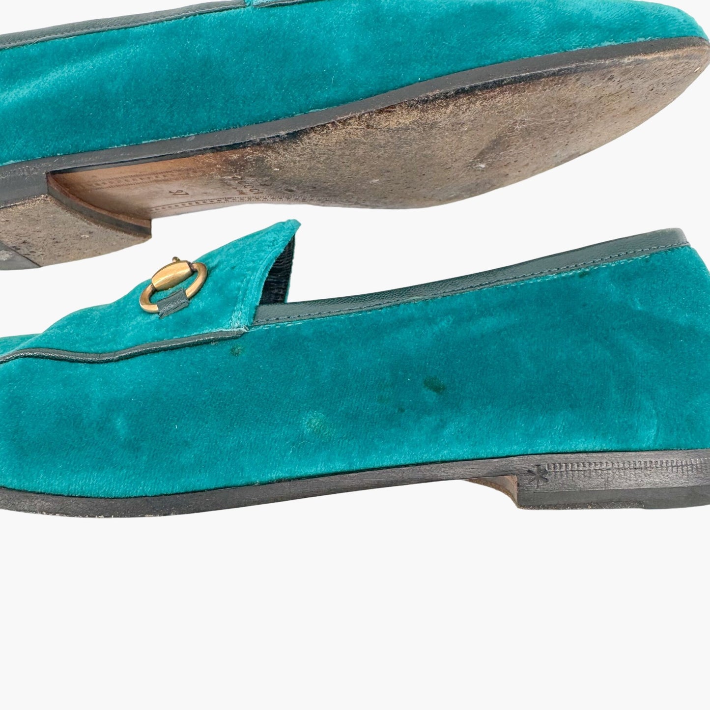 Gucci Jordaan Horsebit Loafer in Teal Velvet