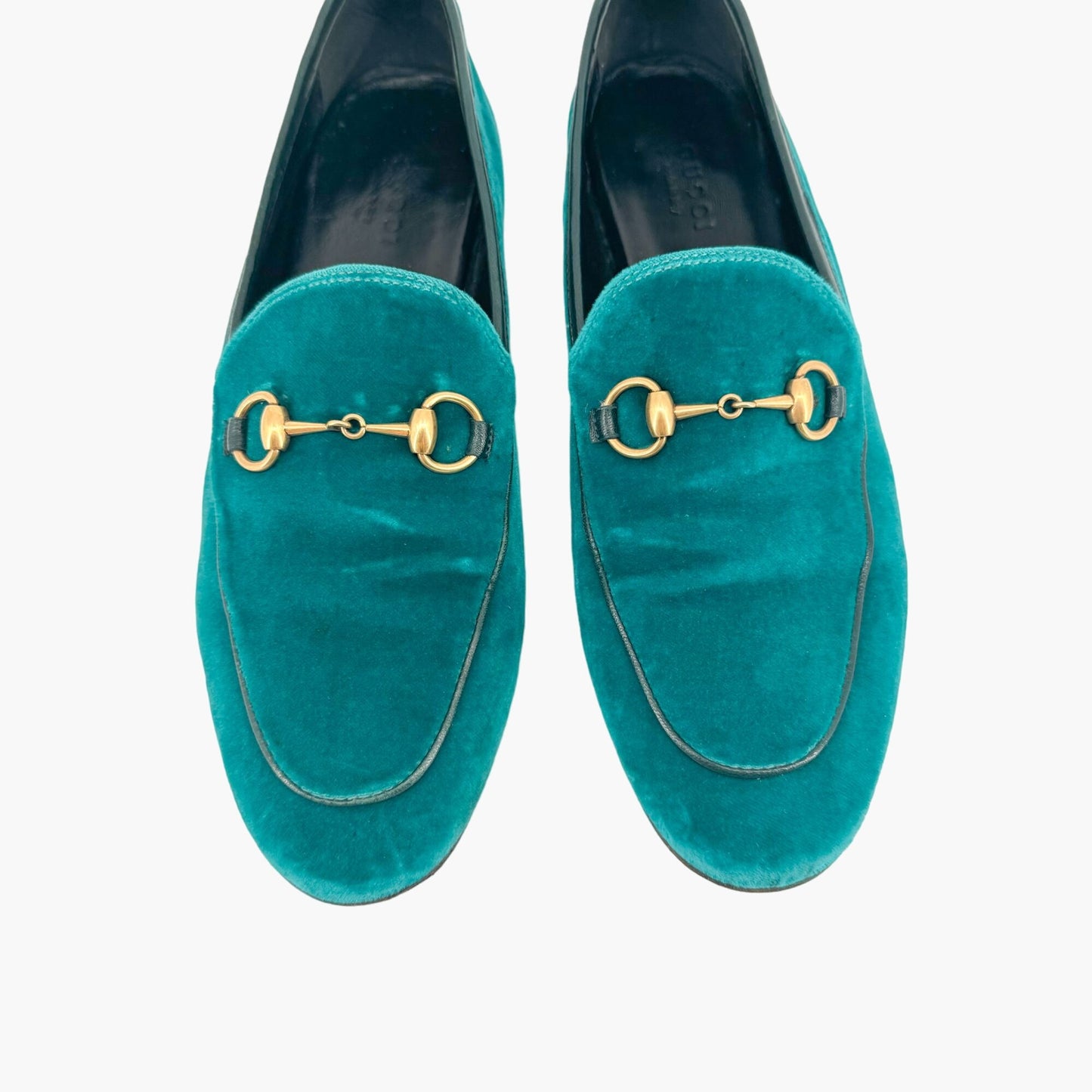 Gucci Jordaan Horsebit Loafer in Teal Velvet
