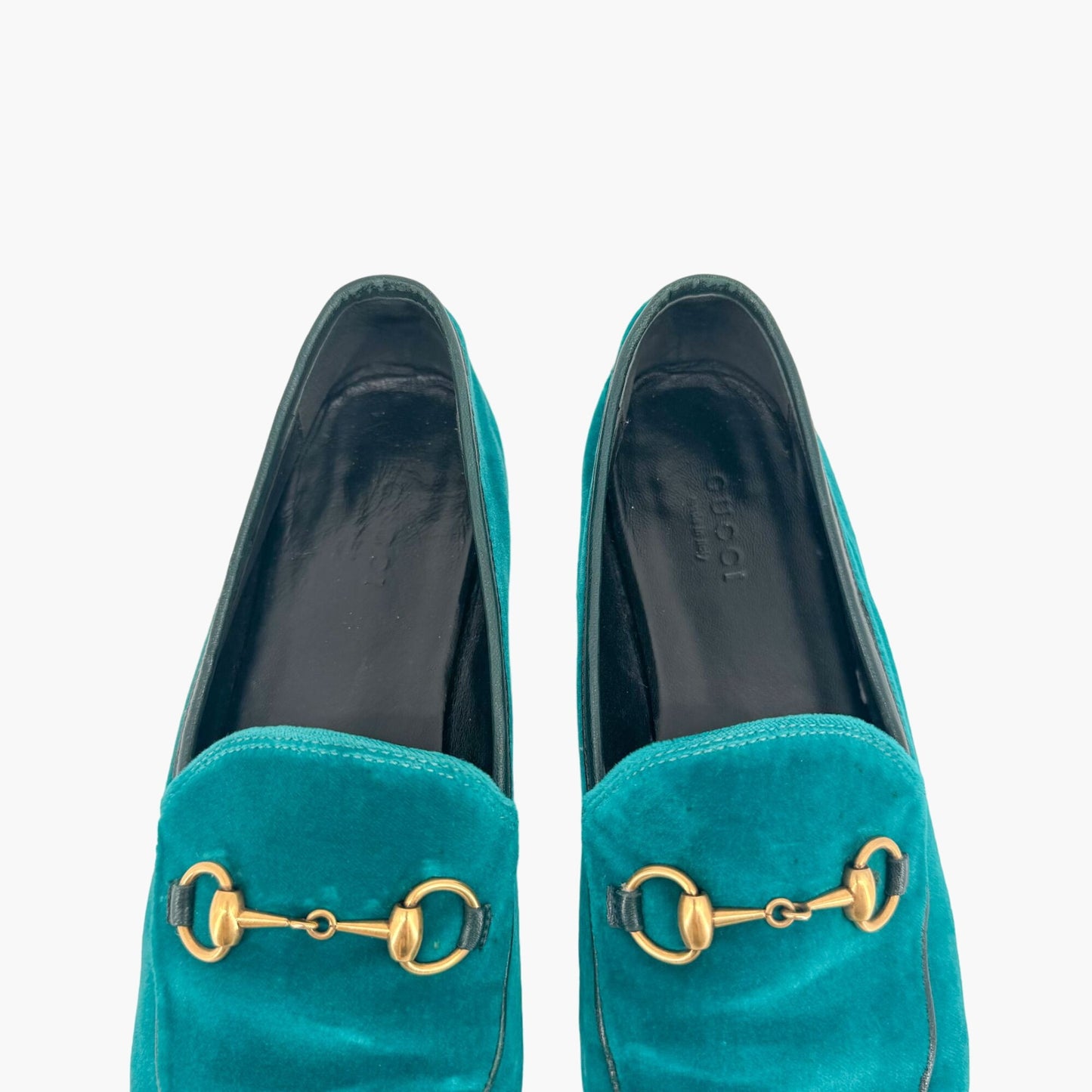 Gucci Jordaan Horsebit Loafer in Teal Velvet