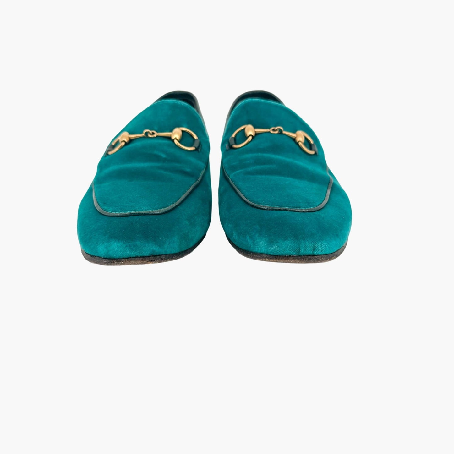 Gucci Jordaan Horsebit Loafer in Teal Velvet