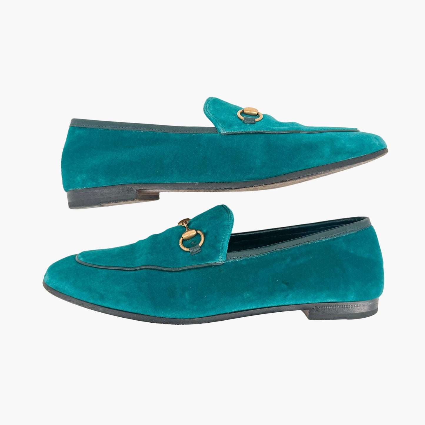 Gucci Jordaan Horsebit Loafer in Teal Velvet