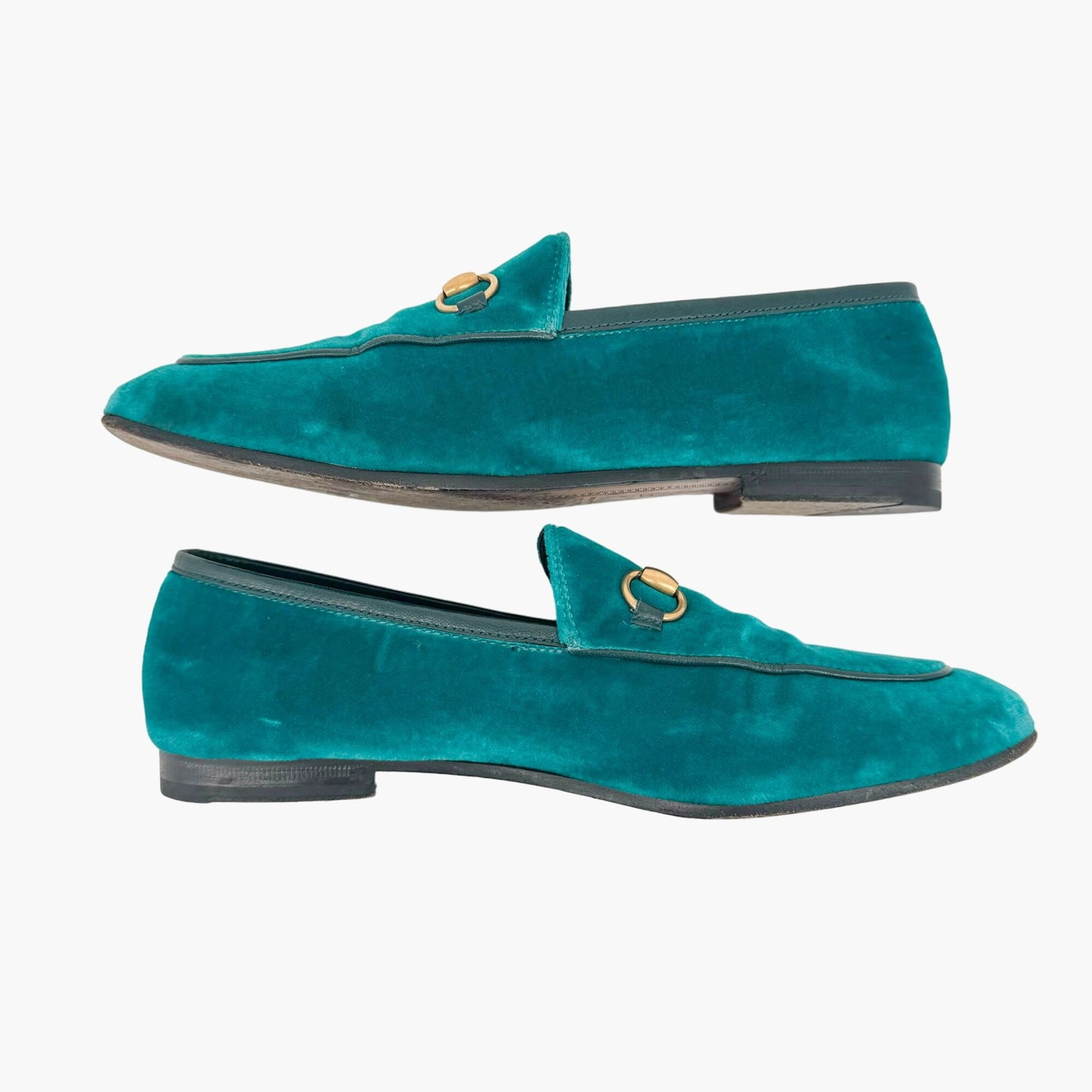 Gucci Jordaan Horsebit Loafer in Teal Velvet