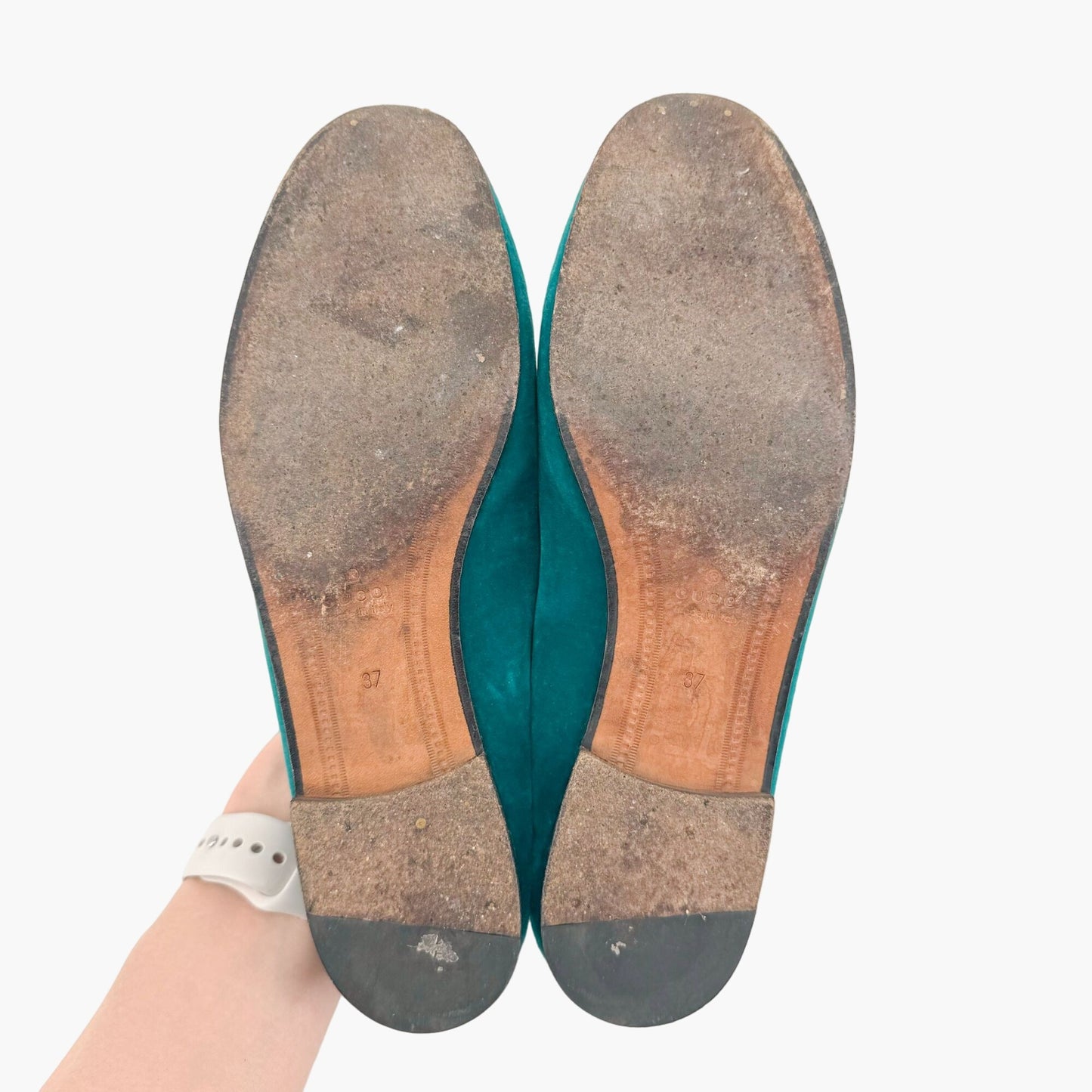 Gucci Jordaan Horsebit Loafer in Teal Velvet
