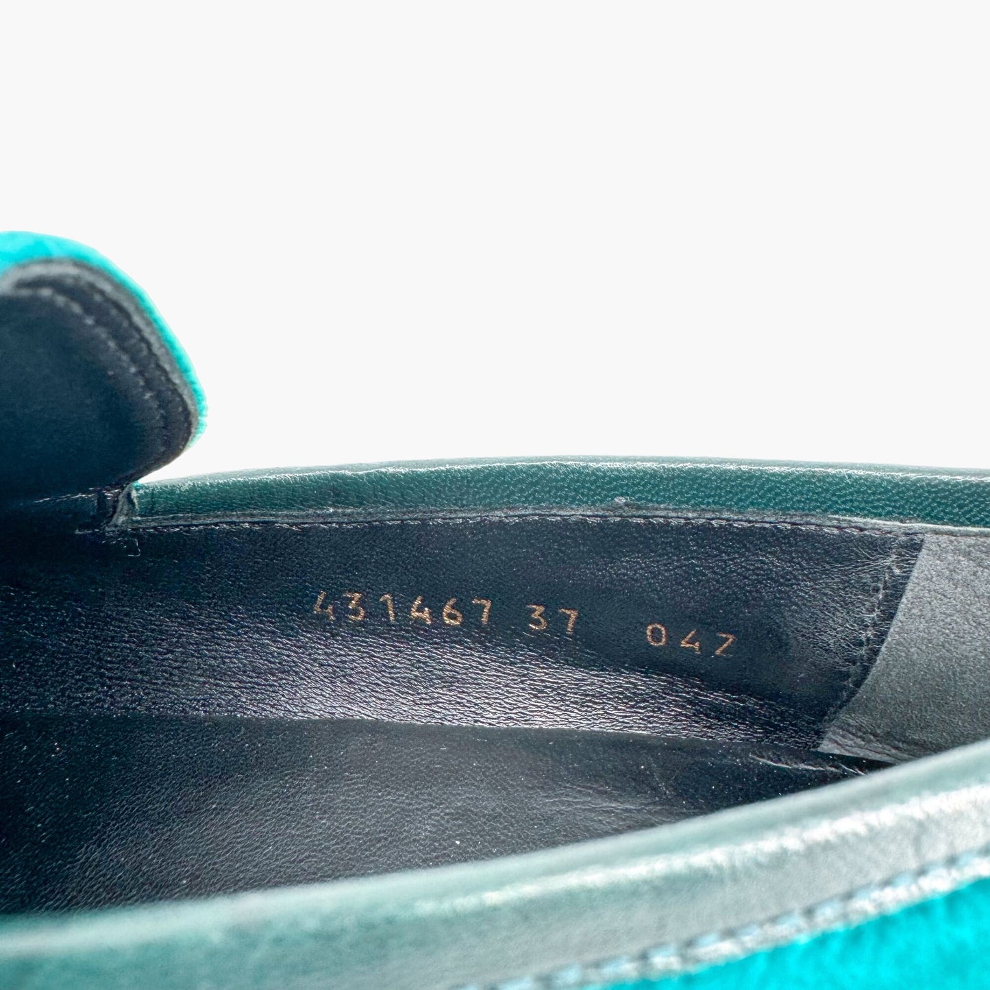 Gucci Jordaan Horsebit Loafer in Teal Velvet