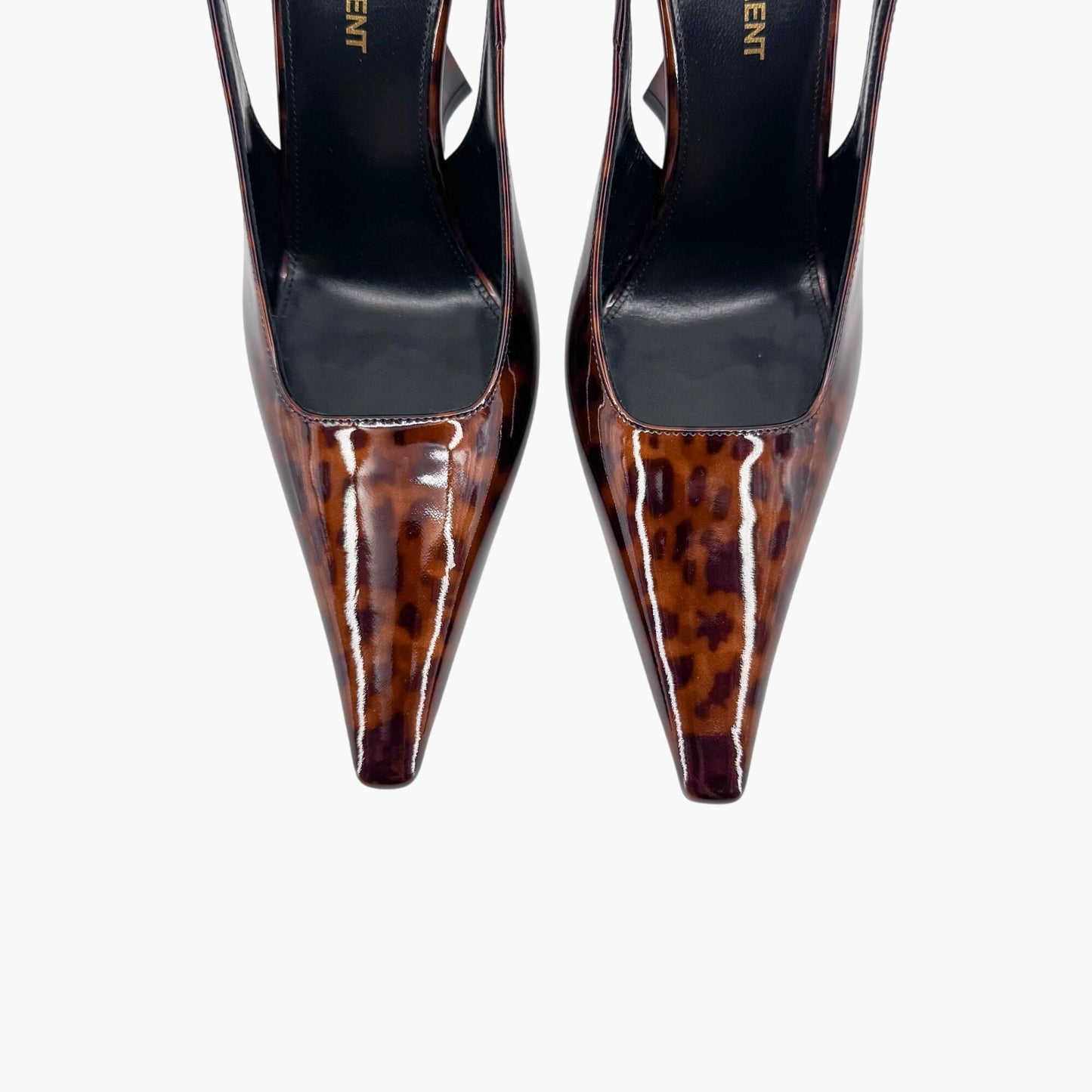 Saint Laurent Dune 110 Slingback Pumps in Brown Tortoise Patent Leather – Size 38