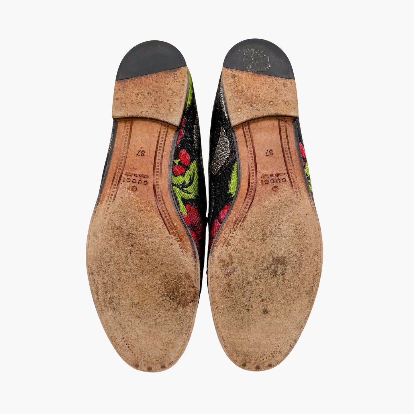 Gucci Black Floral Brocade Jordaan Horsebit Loafers Size 37