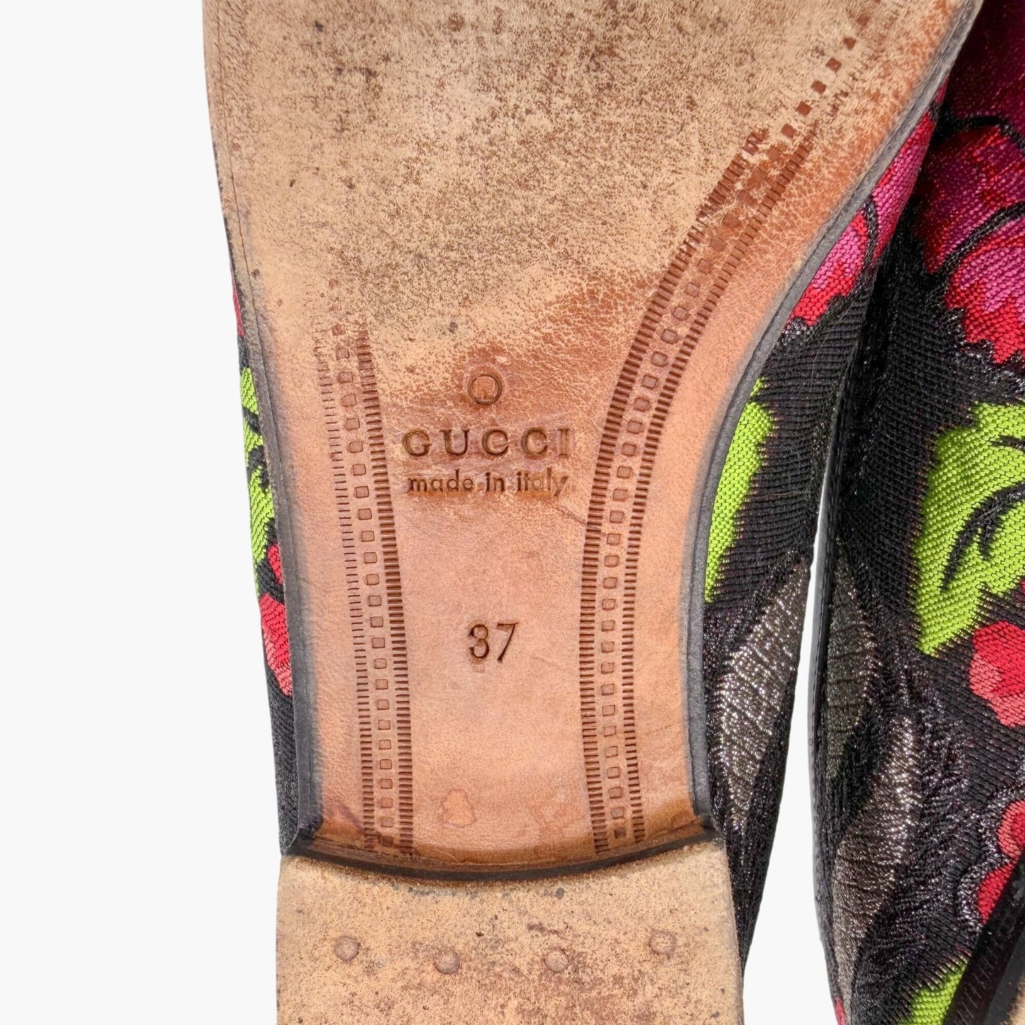 Gucci Black Floral Brocade Jordaan Horsebit Loafers Size 37