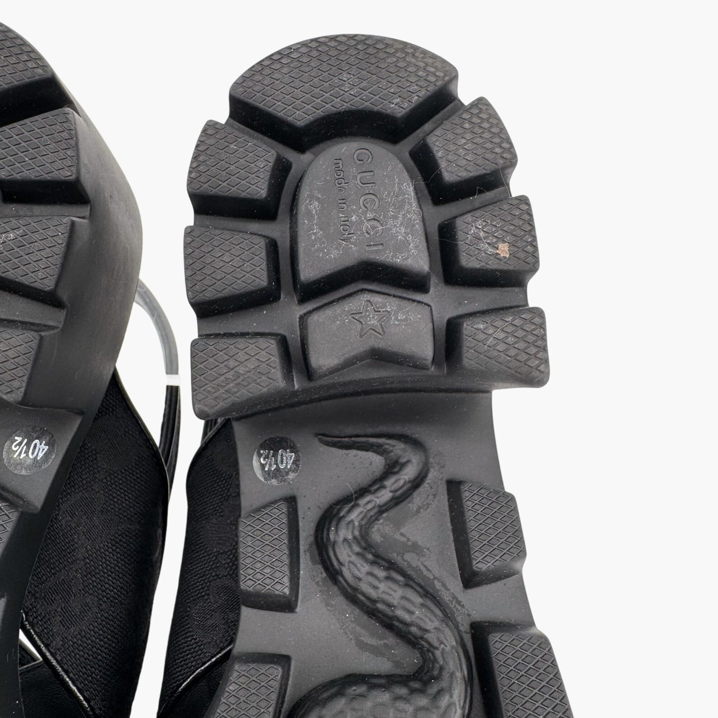 Gucci Granada GG Monogram Lug Sole Sandals in Black Canvas – Size 40.5