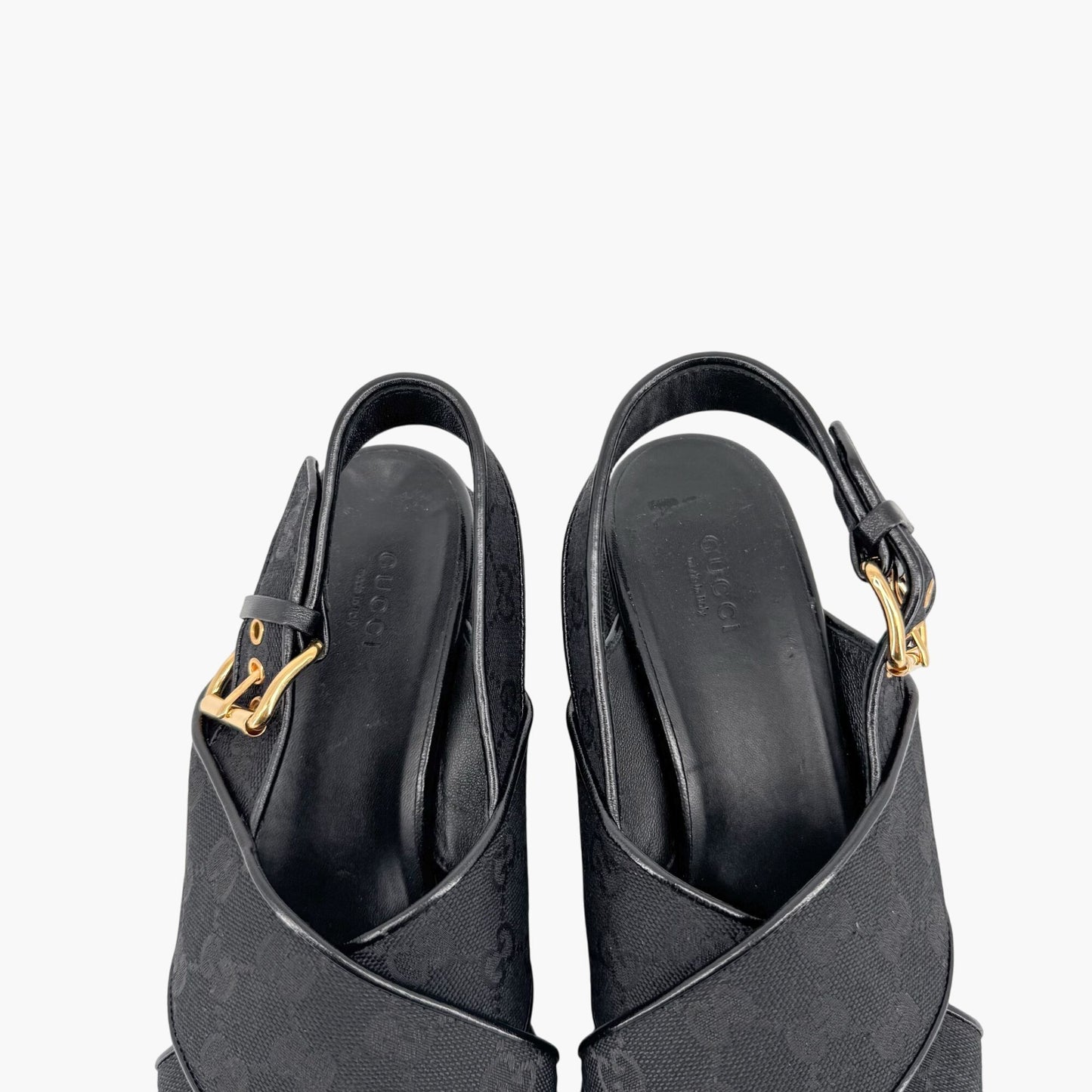 Gucci Granada GG Monogram Lug Sole Sandals in Black Canvas – Size 40.5