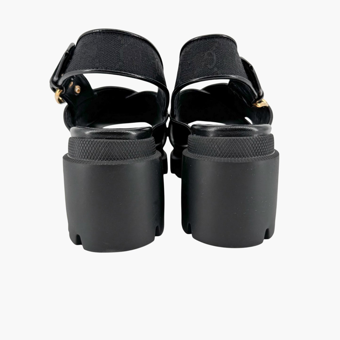 Gucci Granada GG Monogram Lug Sole Sandals in Black Canvas – Size 40.5