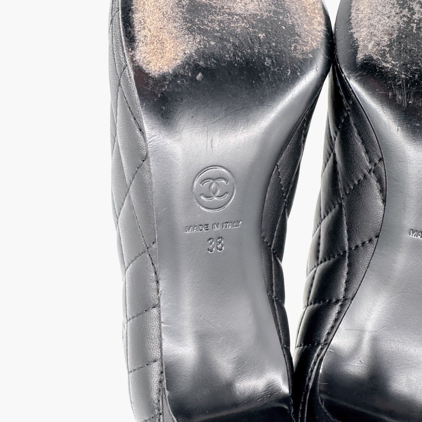 Chanel Cap Toe CC Ankle Booties in Black Quilted Leather Size 38