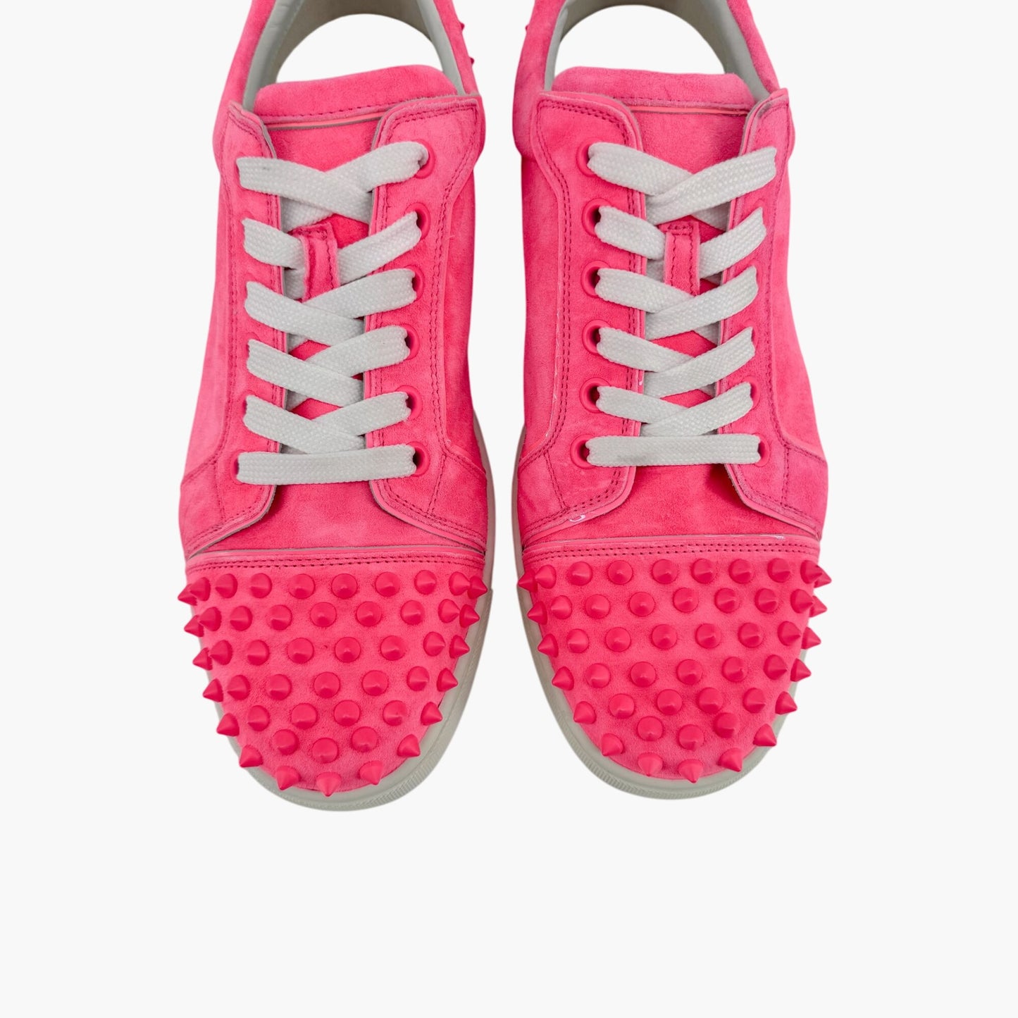 Christian Louboutin Vieira 2 Low Top Spike Sneakers in Pink Poupidou Suede Size 40