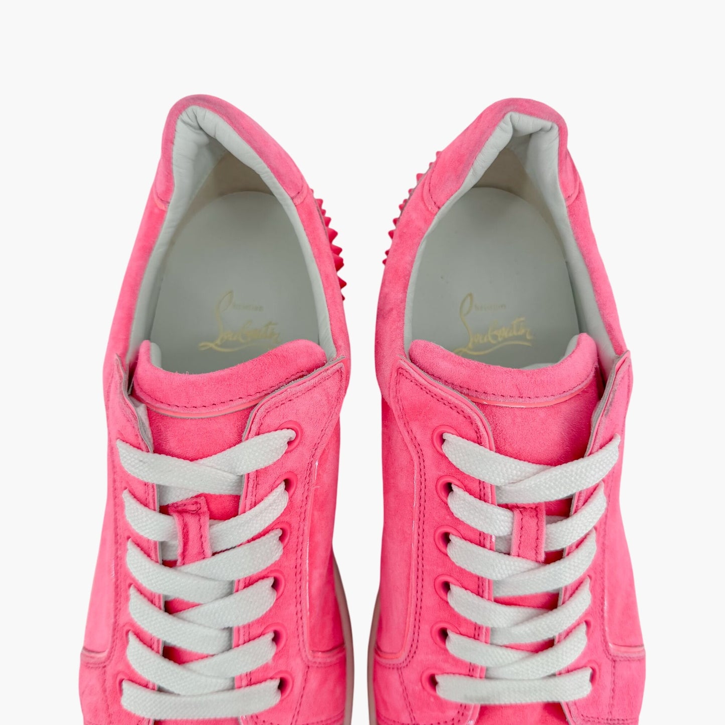 Christian Louboutin Vieira 2 Low Top Spike Sneakers in Pink Poupidou Suede Size 40