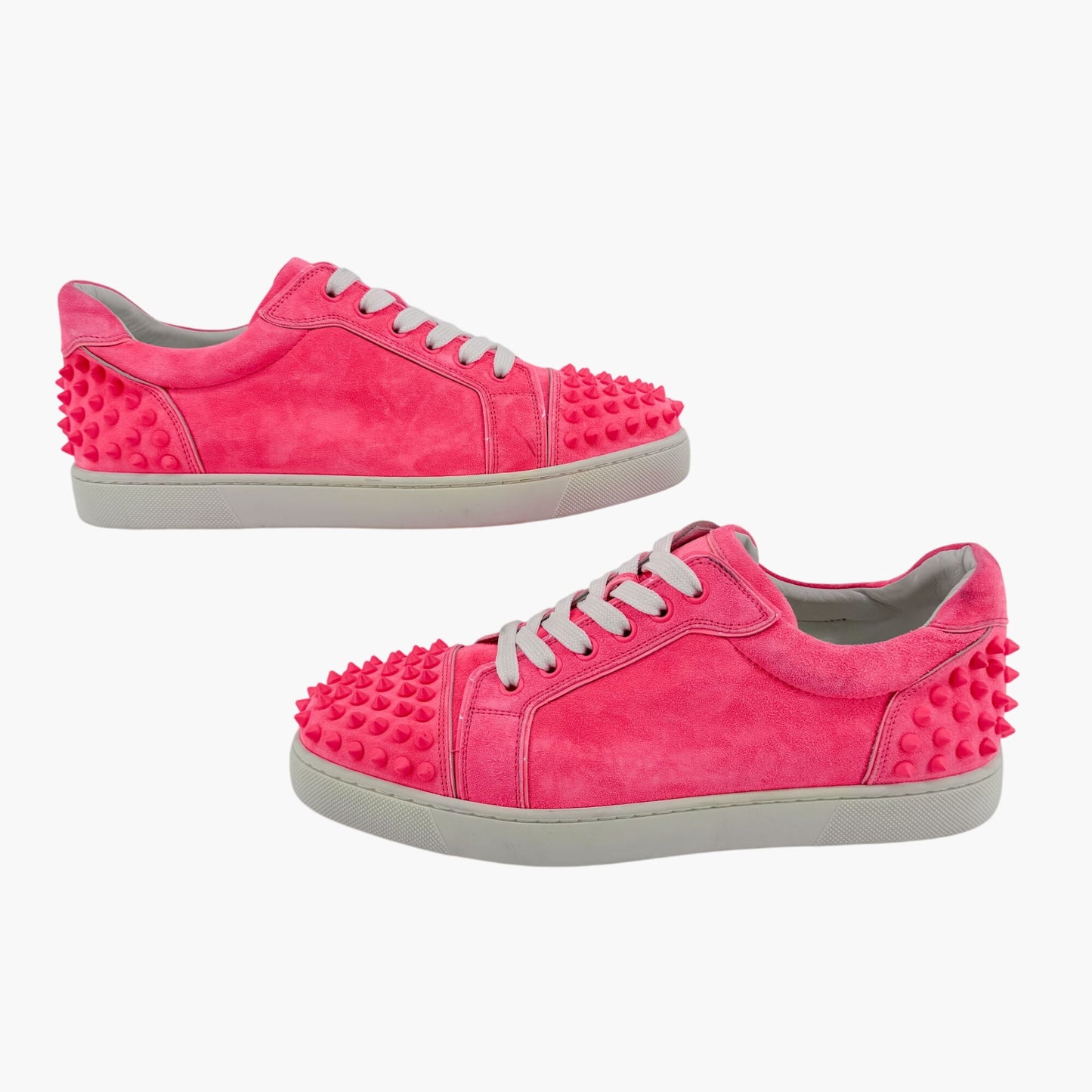 Christian Louboutin Vieira 2 Low Top Spike Sneakers in Pink Poupidou Suede Size 40