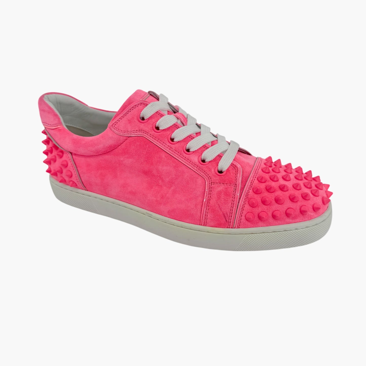 Christian Louboutin Vieira 2 Low Top Spike Sneakers in Pink Poupidou Suede Size 40