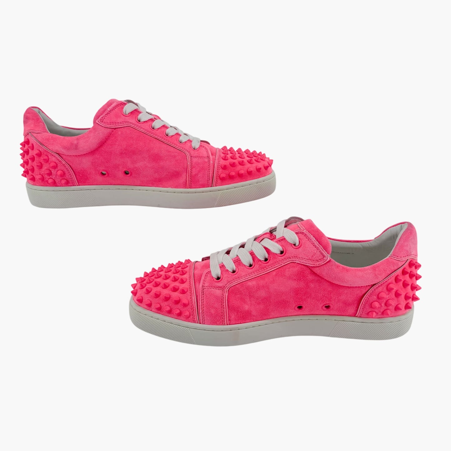 Christian Louboutin Vieira 2 Low Top Spike Sneakers in Pink Poupidou Suede Size 40