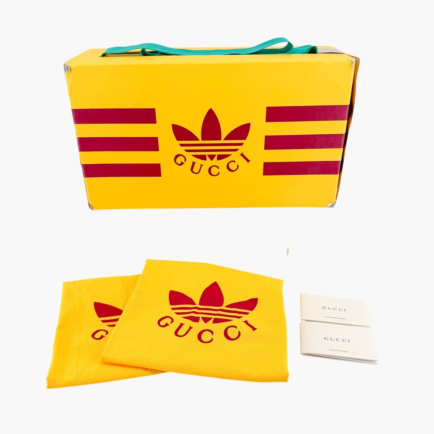 Gucci x Adidas Platform Slide Sandals in Green GG Terry Cloth Fabric Size 37