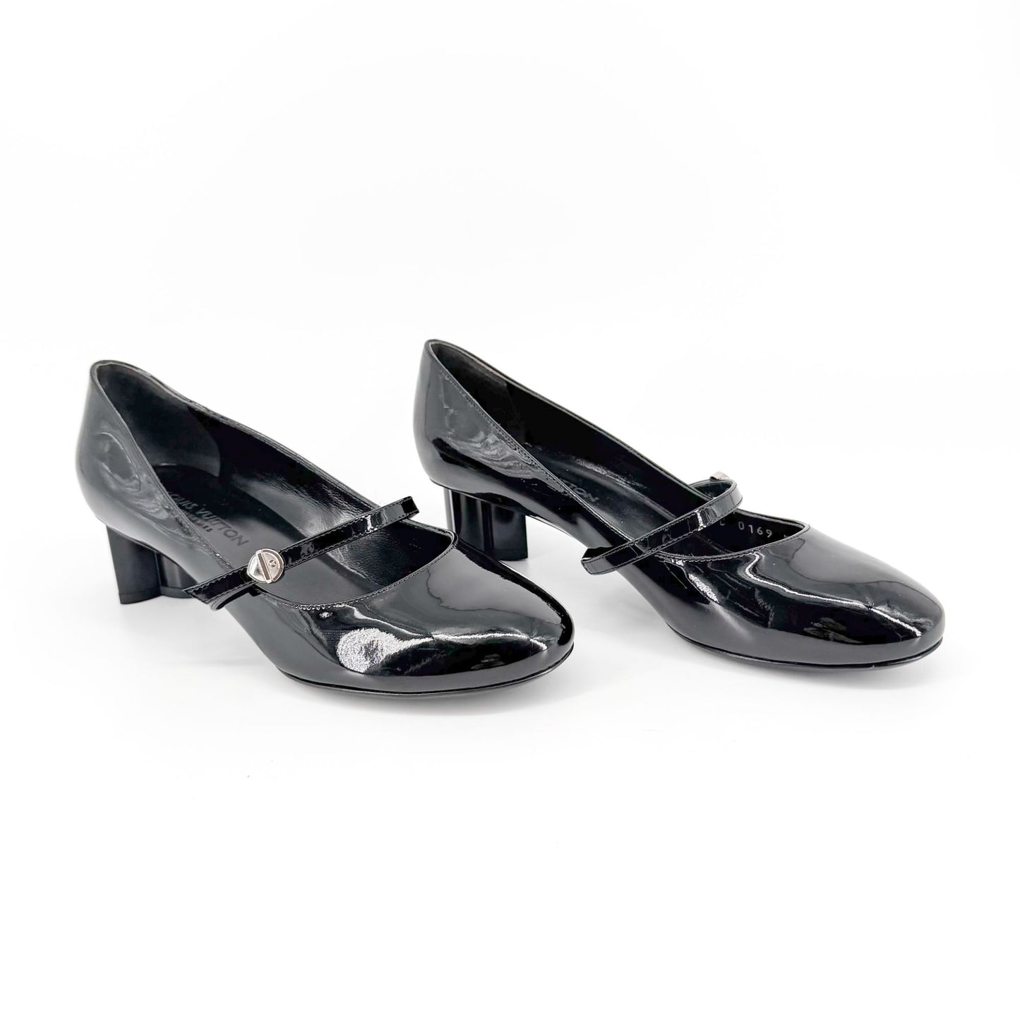 Louis Vuitton Black Patent Uniformes Flower Heel Pumps Size 37