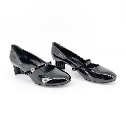 Louis Vuitton Black Patent Uniformes Flower Heel Pumps Size 37