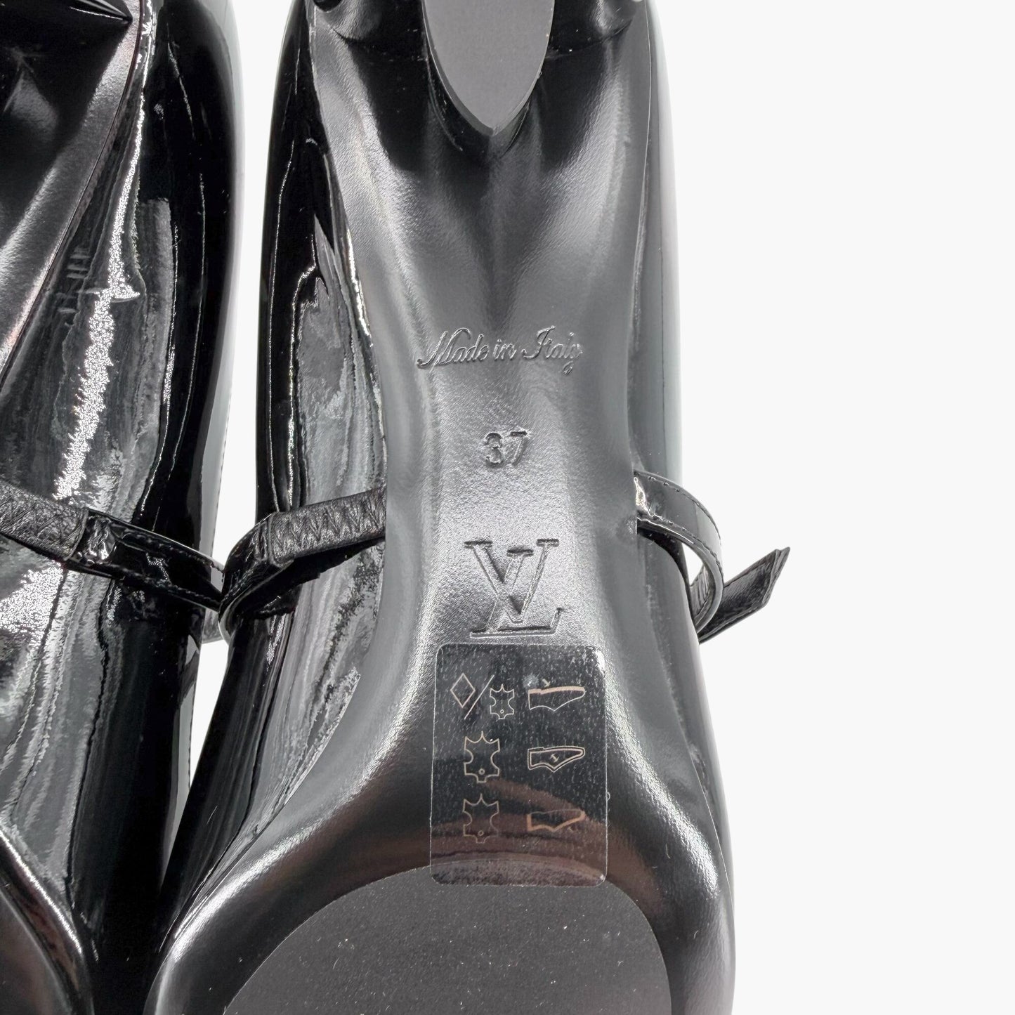 Louis Vuitton Black Patent Uniformes Flower Heel Pumps Size 37