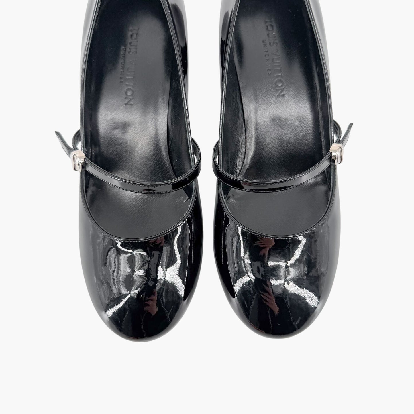 Louis Vuitton Black Patent Uniformes Flower Heel Pumps Size 37