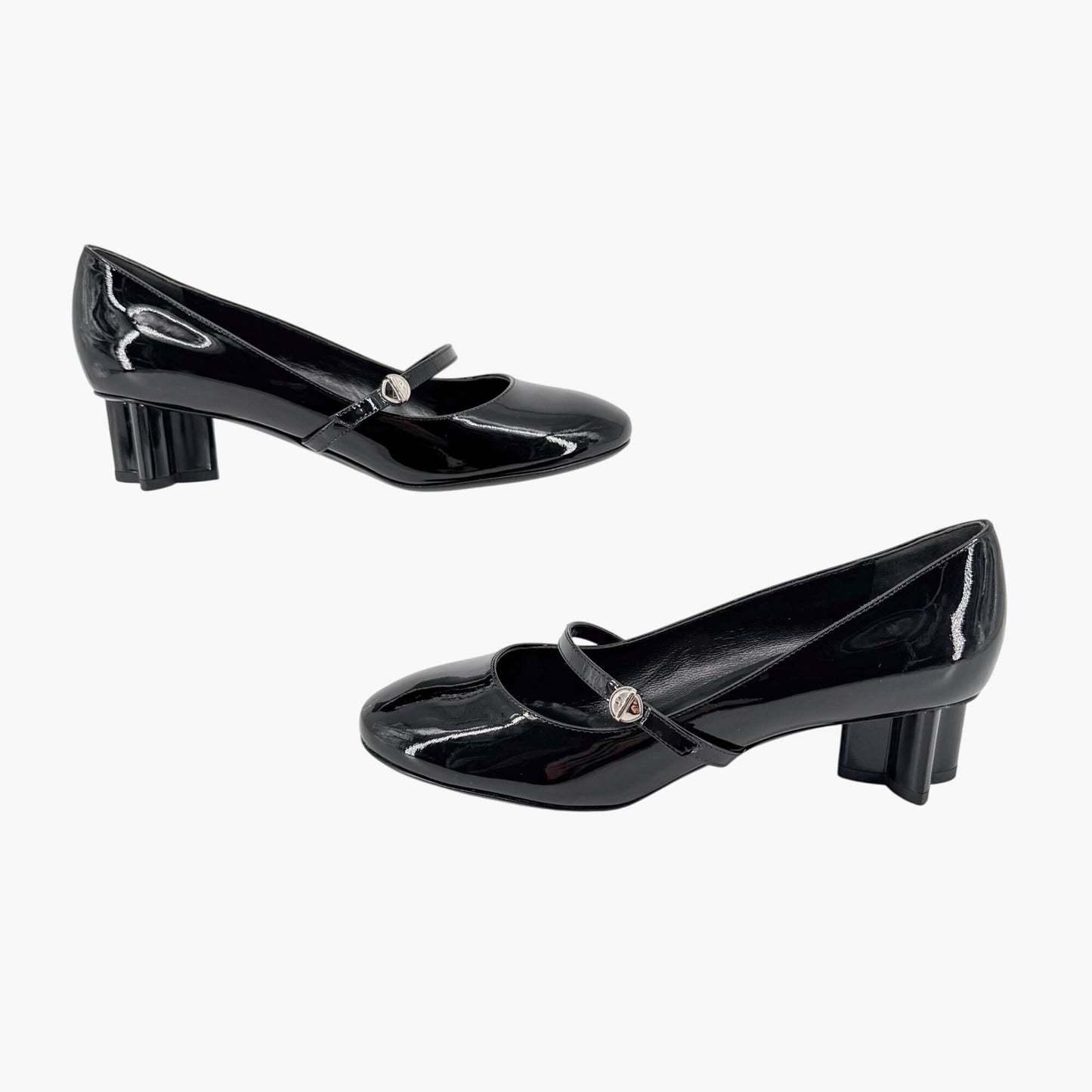 Louis Vuitton Black Patent Uniformes Flower Heel Pumps Size 37