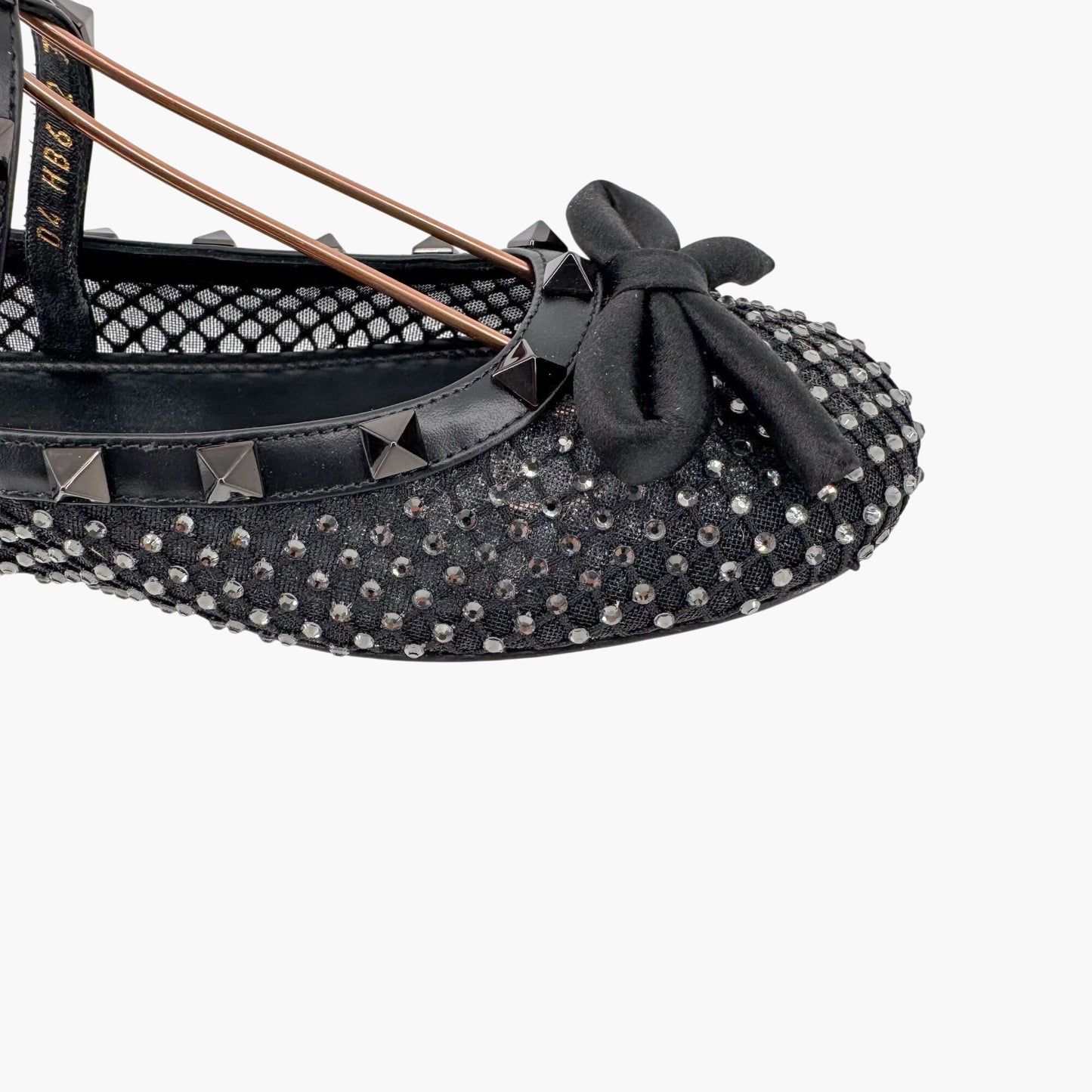 Valentino Rockstud Crystal Mesh Ballet Flats in Black – Size 37.5