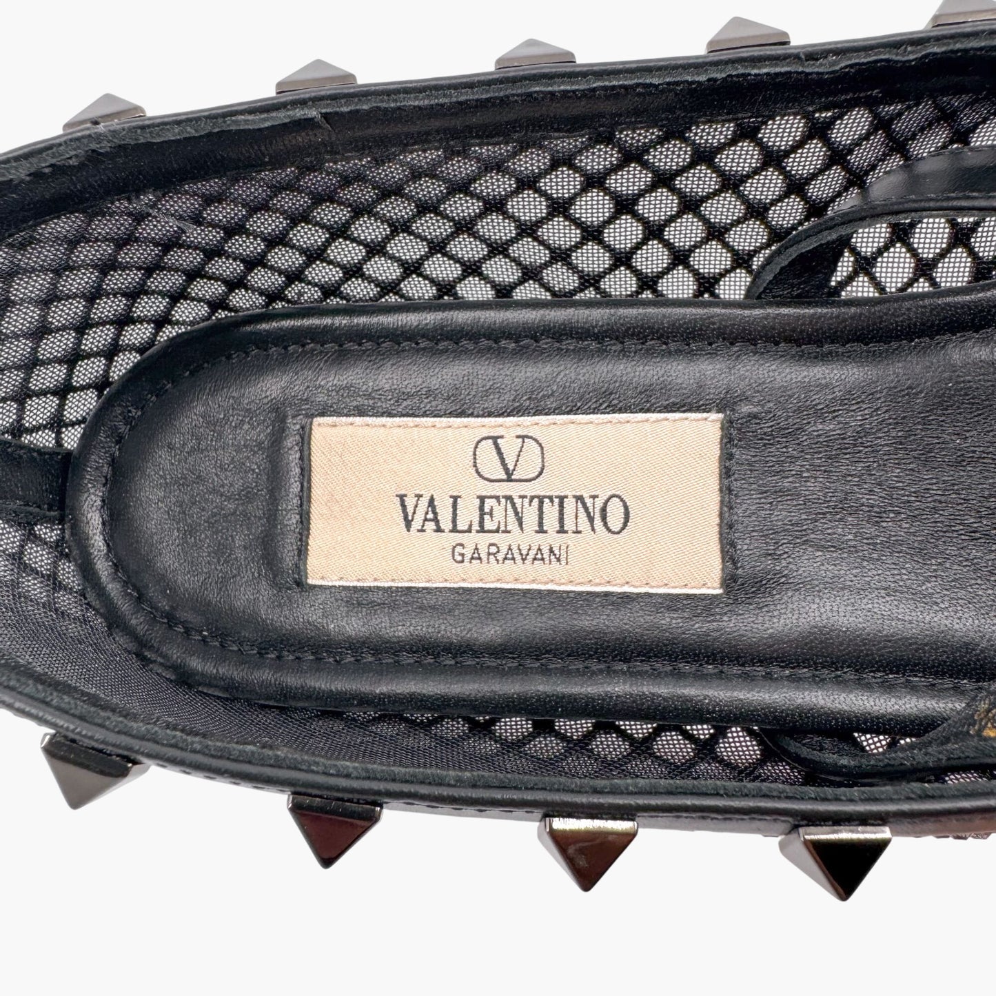 Valentino Rockstud Crystal Mesh Ballet Flats in Black – Size 37.5